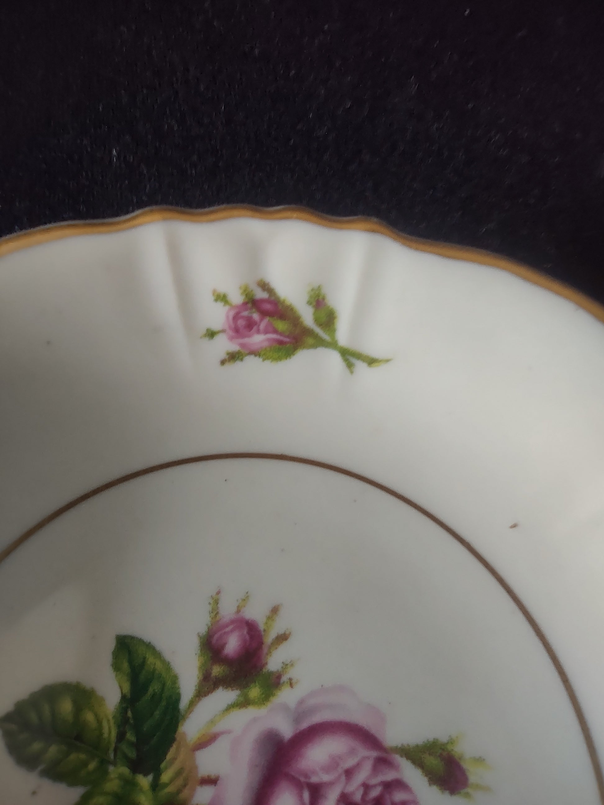 Vintage Syracuse China Federal Pink Rose Berry Bowls Set of 6 Gold Trim [6675]