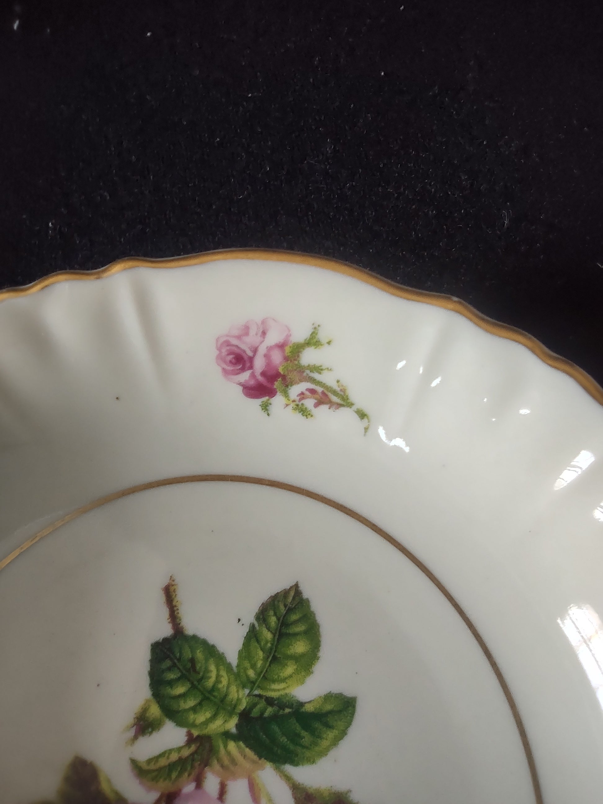 Vintage Syracuse China Federal Pink Rose Berry Bowls Set of 6 Gold Trim [6675]