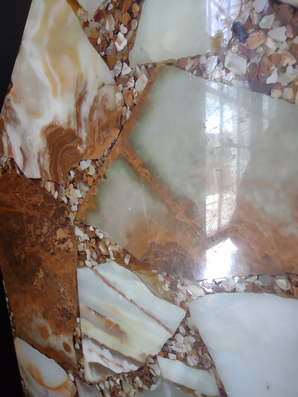 Vintage Octagonal Onyx Stone Mosaic Table Top 24 Inch Cream Amber [6696]