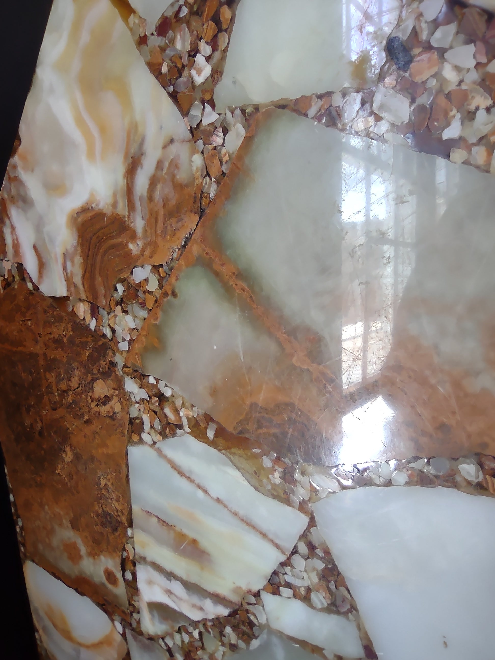 Vintage Octagonal Onyx Stone Mosaic Table Top 24 Inch Cream Amber [6696]