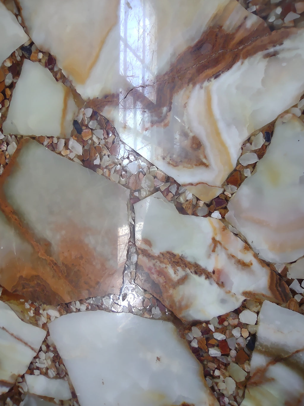 Vintage Octagonal Onyx Stone Mosaic Table Top 24 Inch Cream Amber [6696]