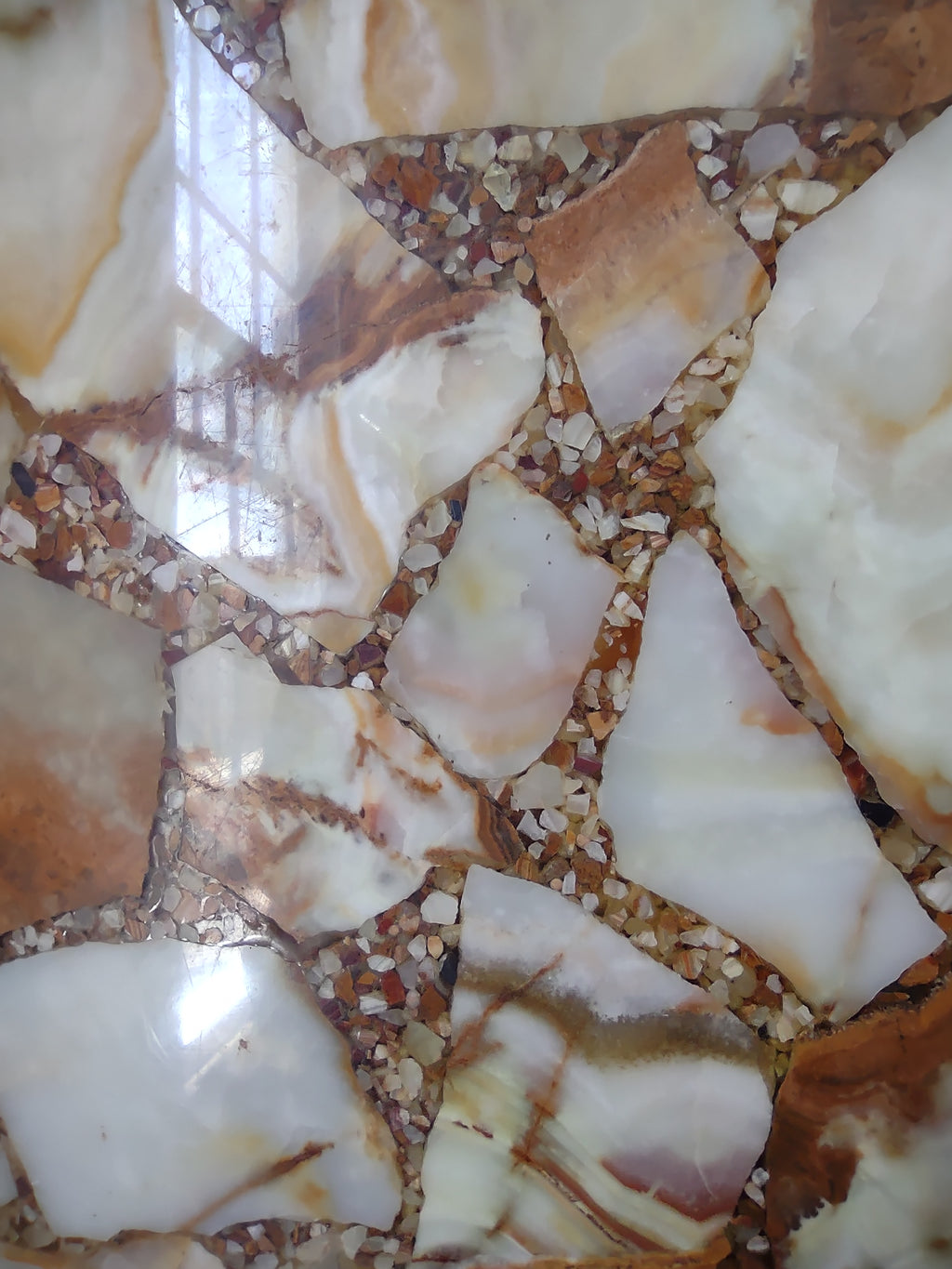 Vintage Octagonal Onyx Stone Mosaic Table Top 24 Inch Cream Amber [6696]
