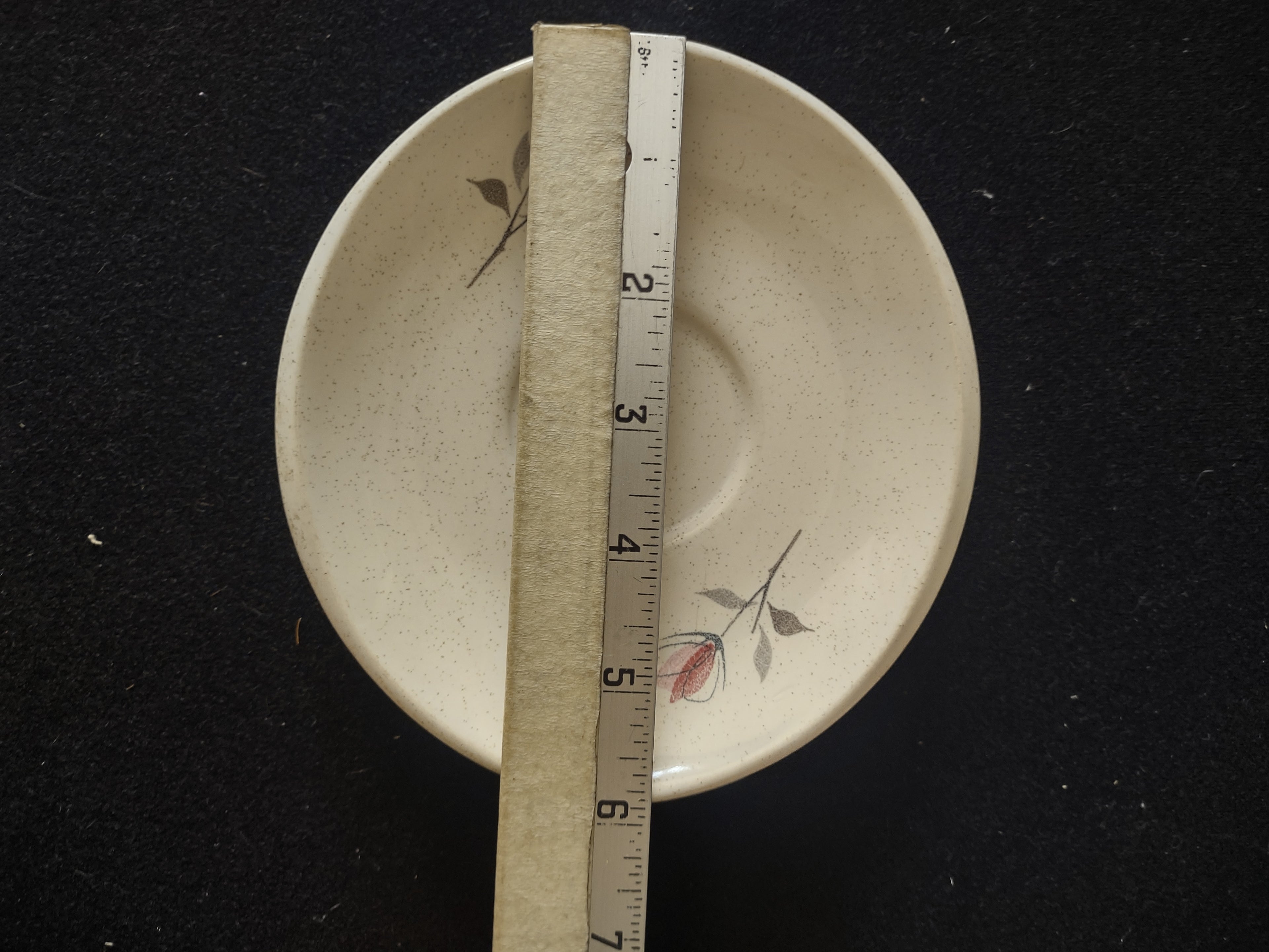 Vintage Franciscan Rosette Cup Saucer Pink Tulip Speckled Stoneware Set/4 [6677]