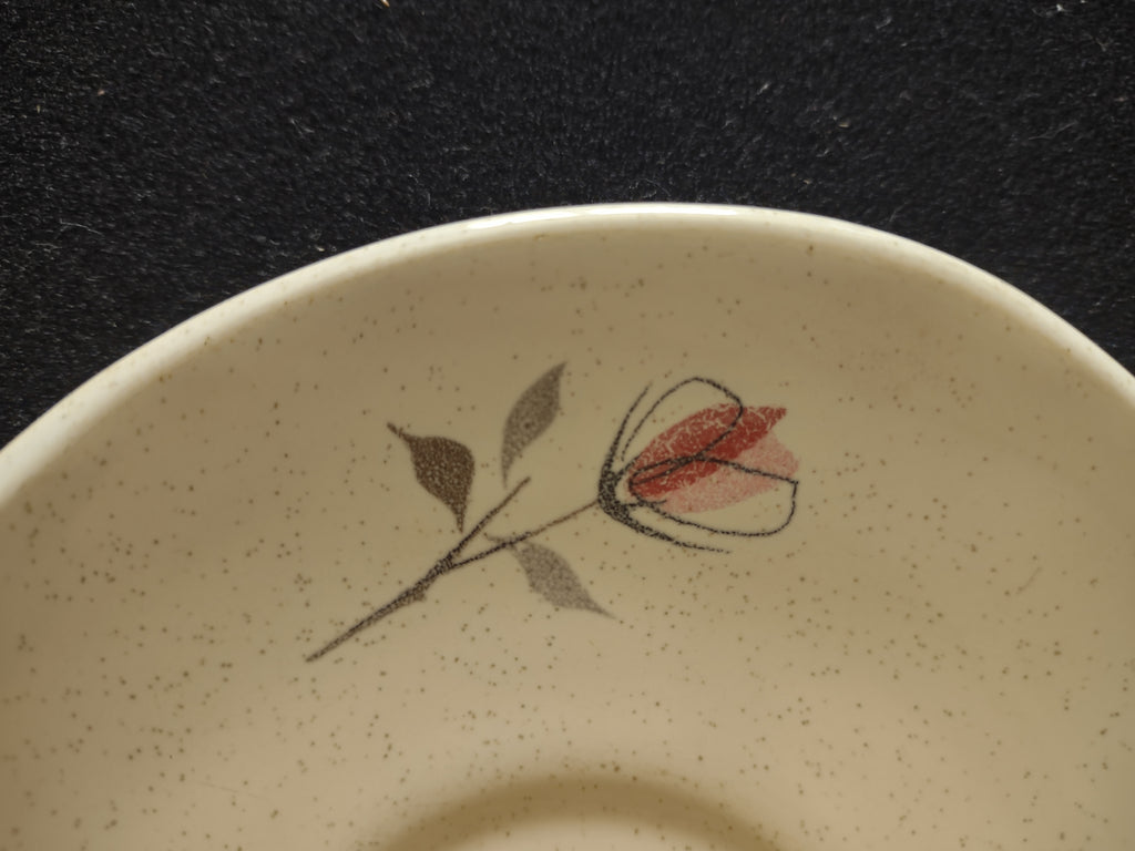 Vintage Franciscan Rosette Cup Saucer Pink Tulip Speckled Stoneware Set/4 [6677]
