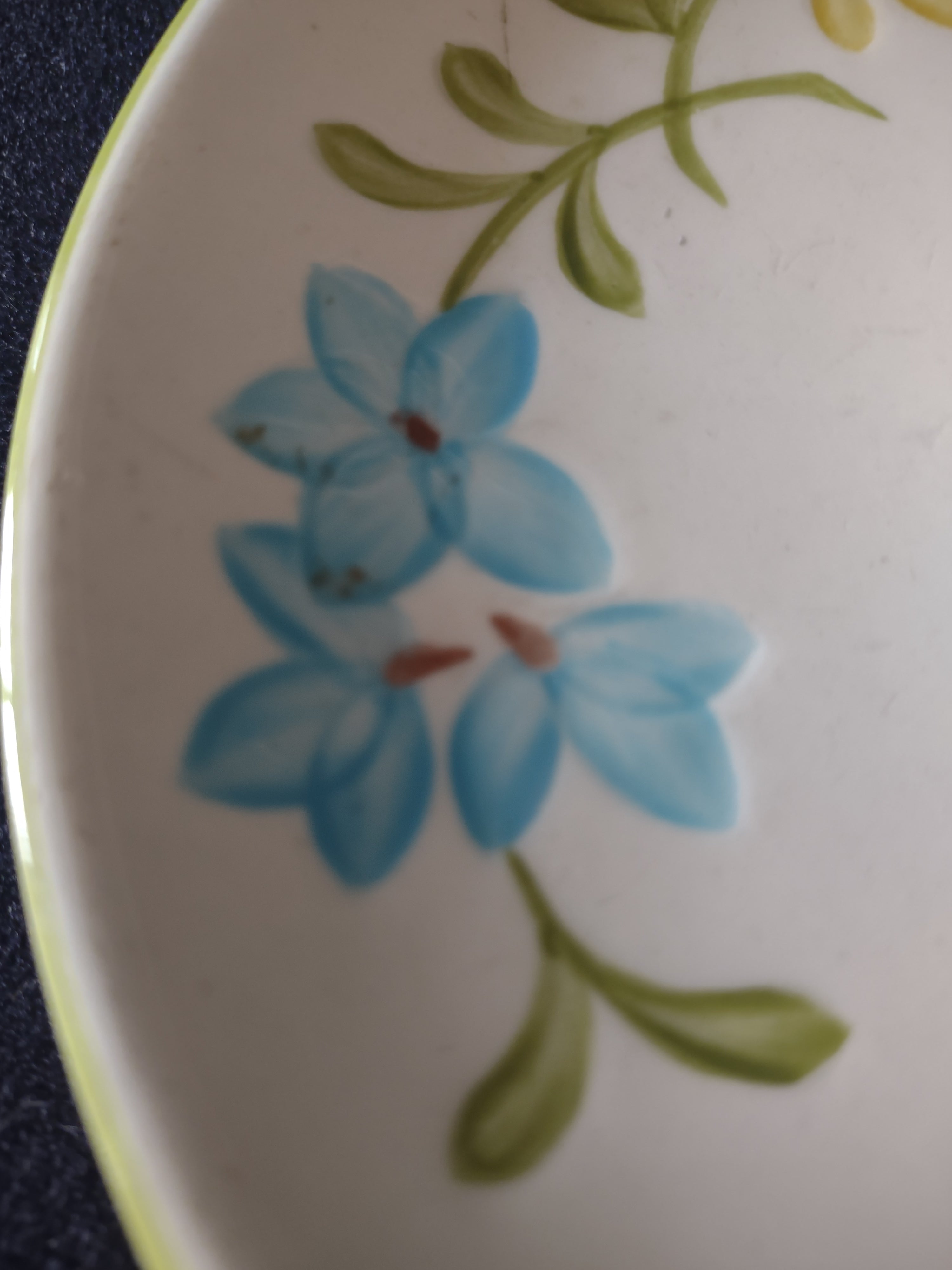 Vintage Franciscan Earthenware Wildflower Blue Yellow Small Plates Set/5 [6678]