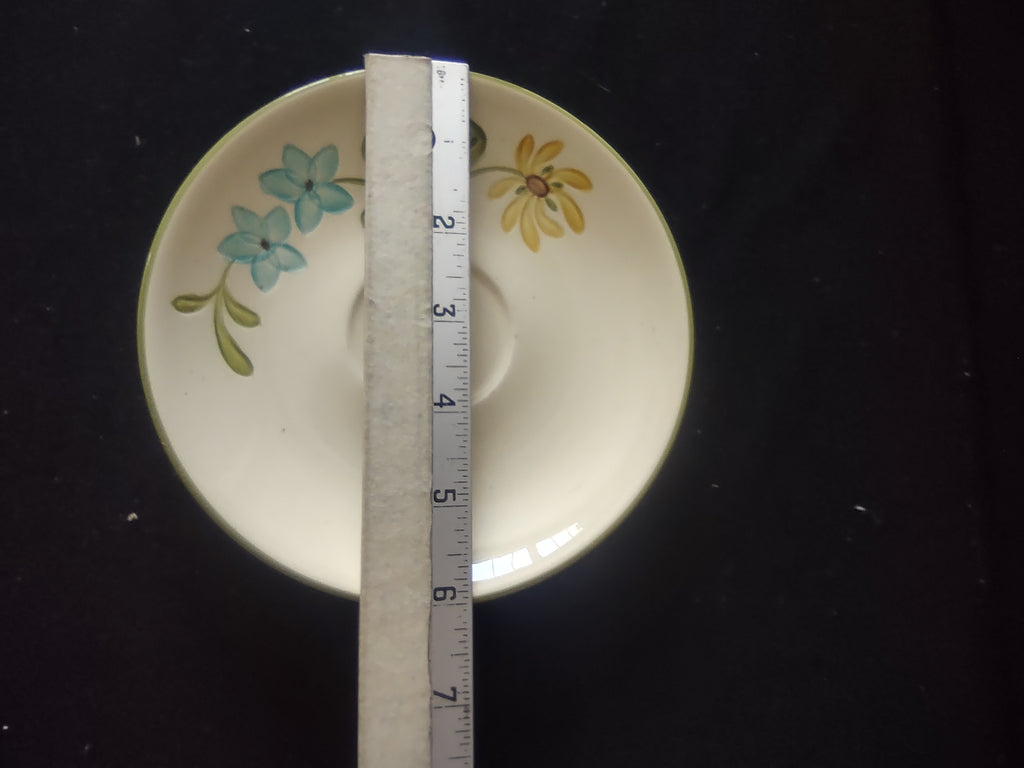 Vintage Franciscan Earthenware Wildflower Saucer Blue Yellow Green Set/4 [6680]