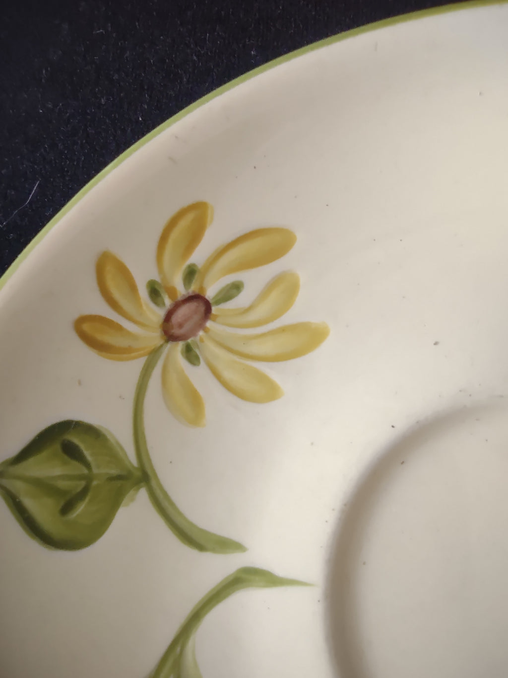Vintage Franciscan Earthenware Wildflower Saucer Blue Yellow Green Set/4 [6680]