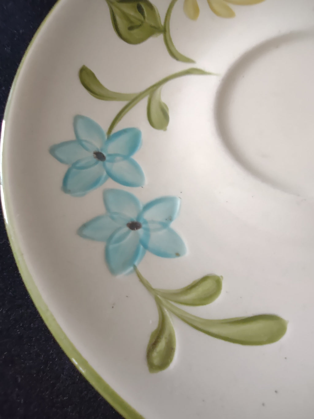 Vintage Franciscan Earthenware Wildflower Saucer Blue Yellow Green Set/4 [6680]