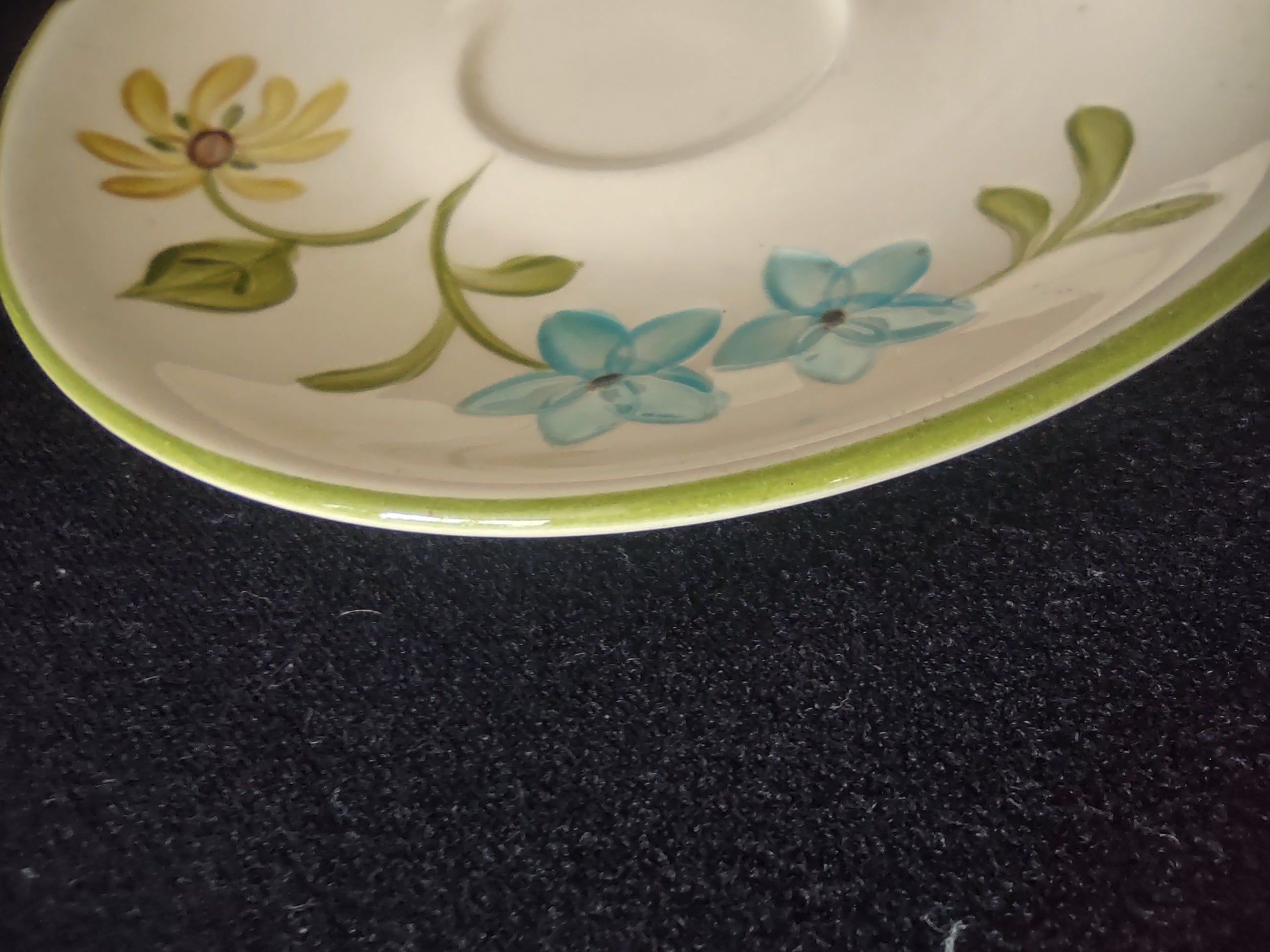 Vintage Franciscan Earthenware Wildflower Saucer Blue Yellow Green Set/4 [6680]
