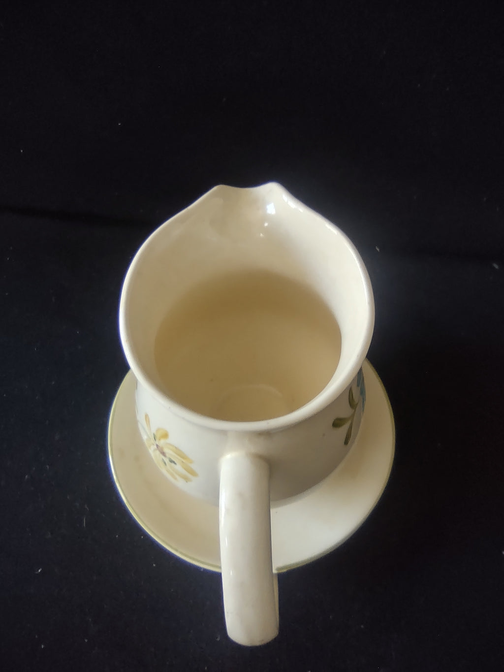 Vintage Franciscan Wildflower Creamer Attached Saucer Blue Gold IMPERFECT [6681]