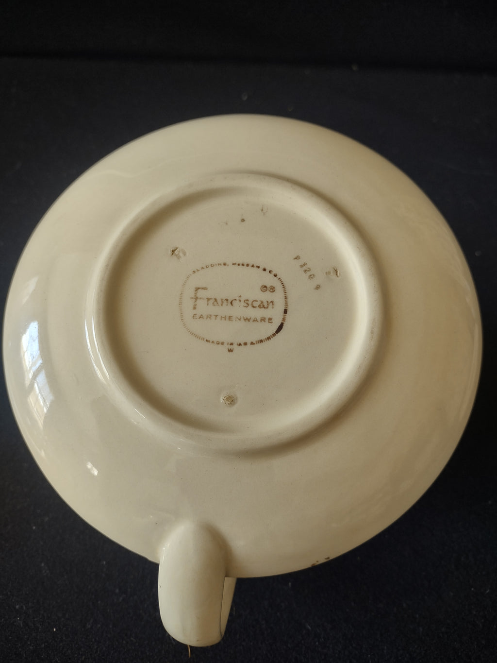 Vintage Franciscan Wildflower Creamer Attached Saucer Blue Gold IMPERFECT [6681]