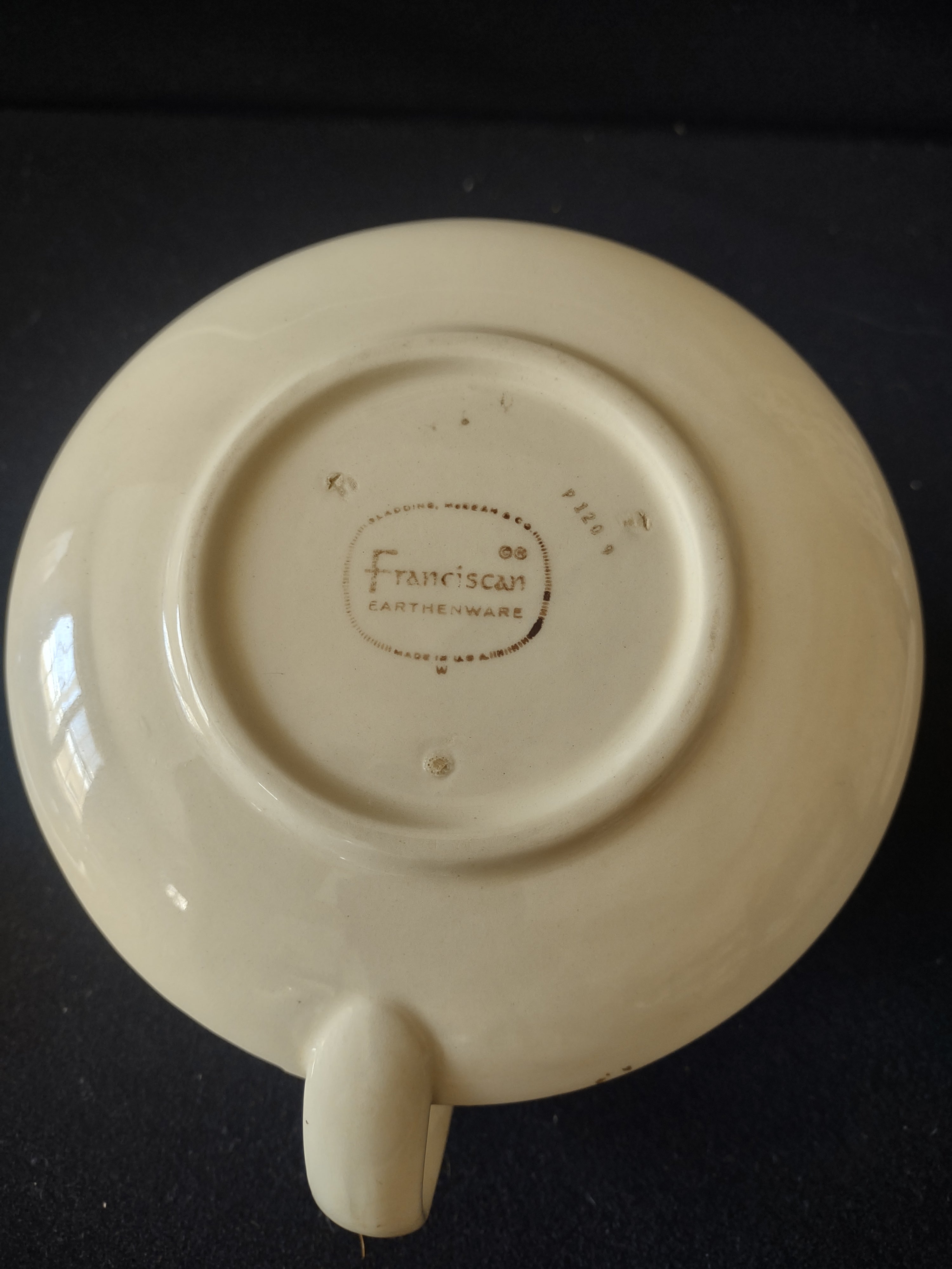 Vintage Franciscan Wildflower Creamer Attached Saucer Blue Gold IMPERFECT [6681]