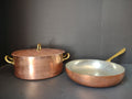 Vintage Bongusto Italy Copper Cookware Set 3 Pc Skillet Pot Lid Brass [6694]
