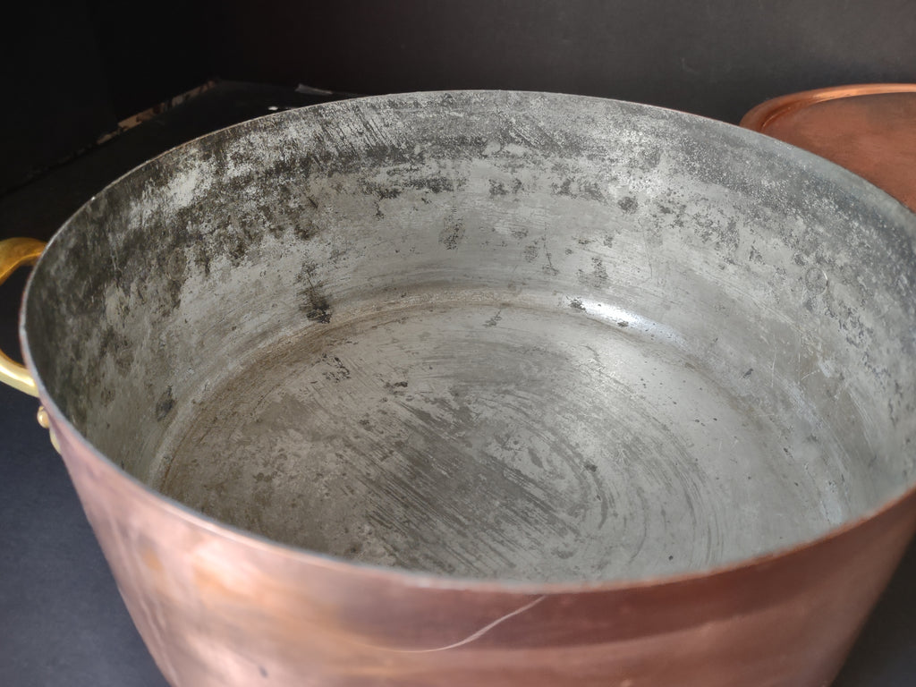 Vintage Bongusto Italy Copper Cookware Set 3 Pc Skillet Pot Lid Brass [6694]