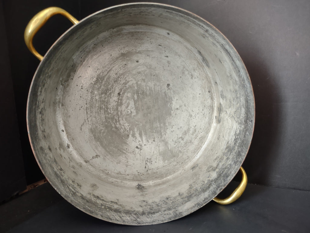 Vintage Bongusto Italy Copper Cookware Set 3 Pc Skillet Pot Lid Brass [6694]