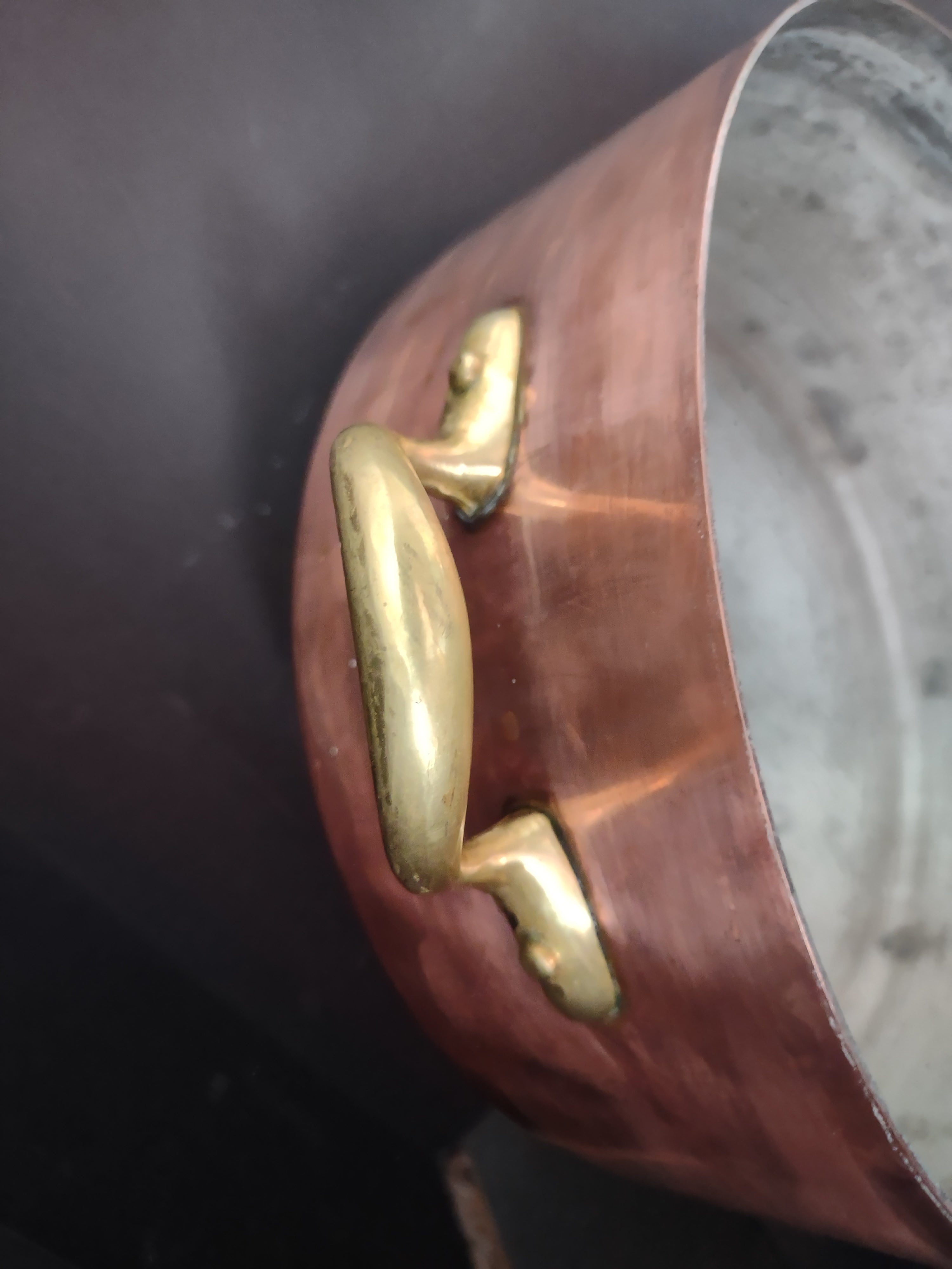 Vintage Bongusto Italy Copper Cookware Set 3 Pc Skillet Pot Lid Brass [6694]