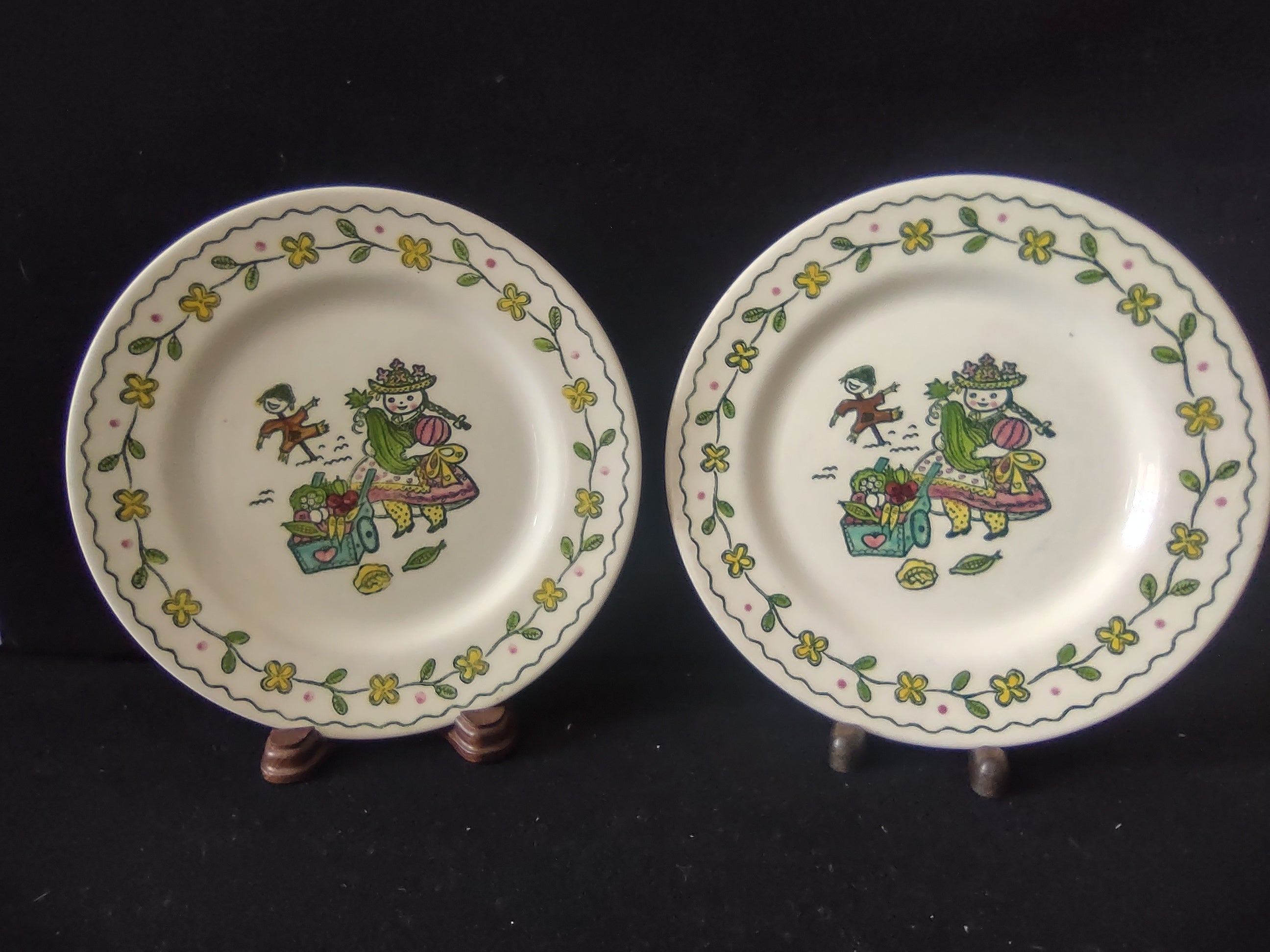 Vintage Poppy Trail Happy Time Hand Painted California Plates Set of 2 [6683]