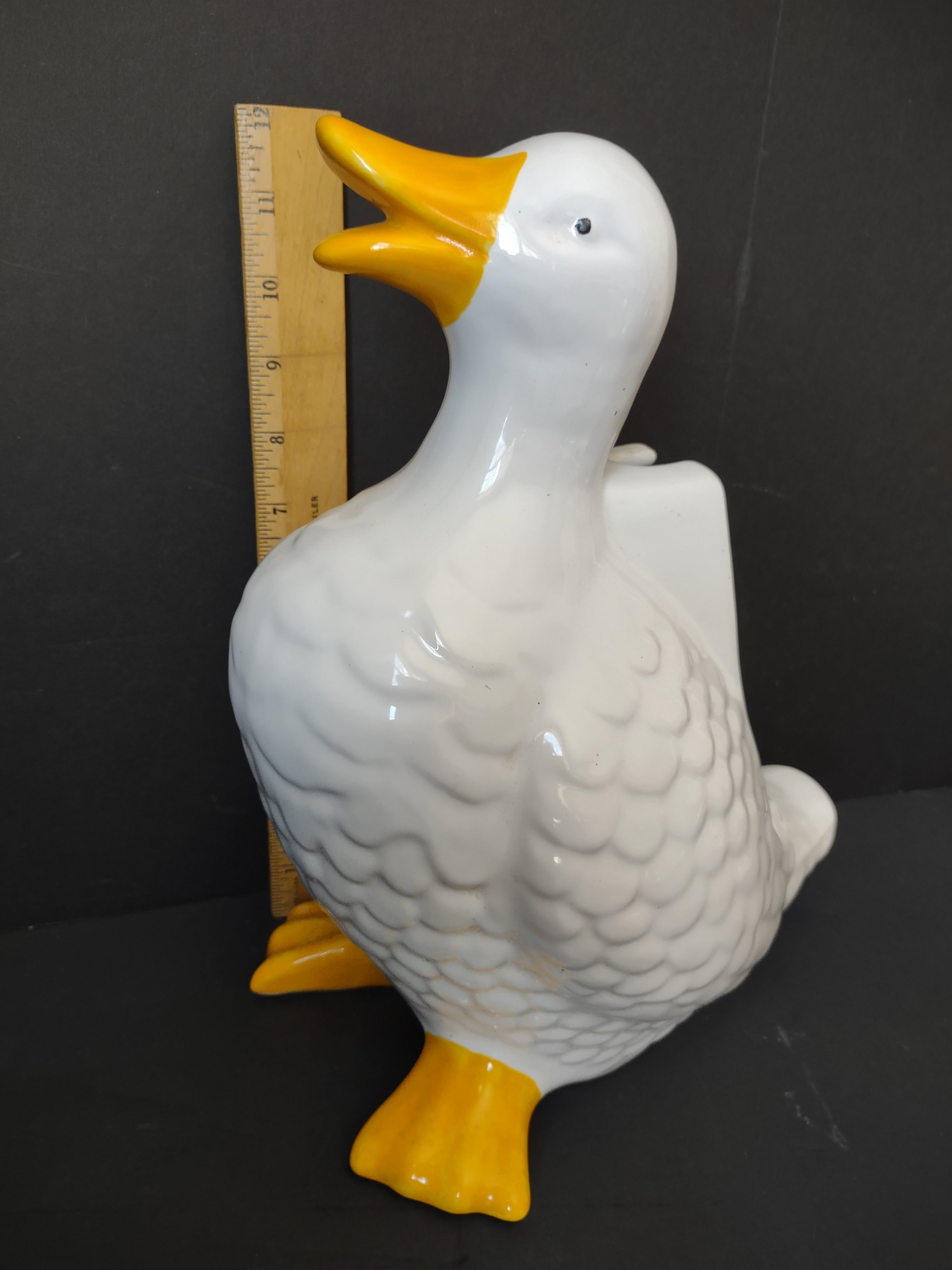 Vintage Portugal Ceramic White Duck Bathroom Brush Holder Country Cottage REPAIRED [6691]