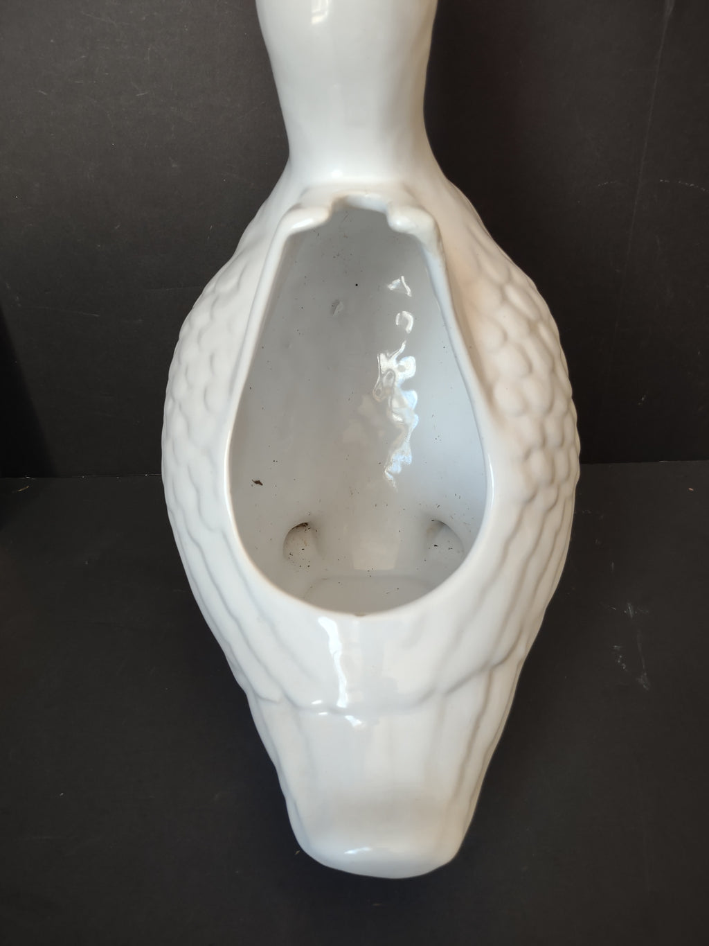 Vintage Portugal Ceramic White Duck Bathroom Brush Holder Country Cottage REPAIRED [6691]