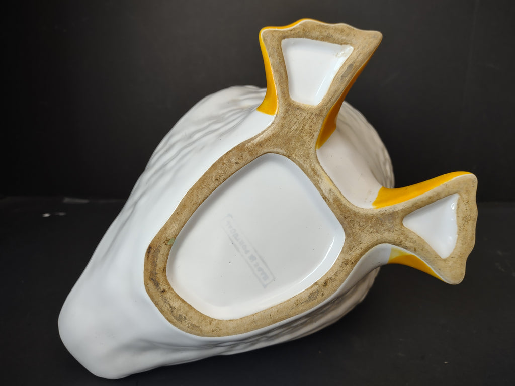 Vintage Portugal Ceramic White Duck Bathroom Brush Holder Country Cottage REPAIRED [6691]