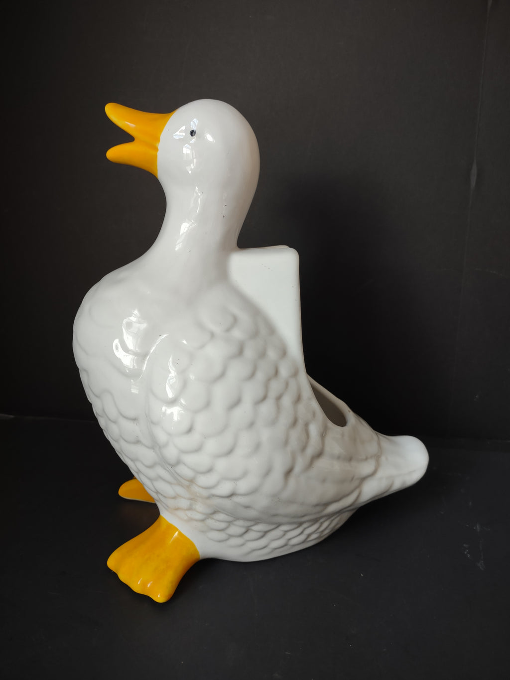 Vintage Portugal Ceramic White Duck Bathroom Brush Holder Country Cottage REPAIRED [6691]