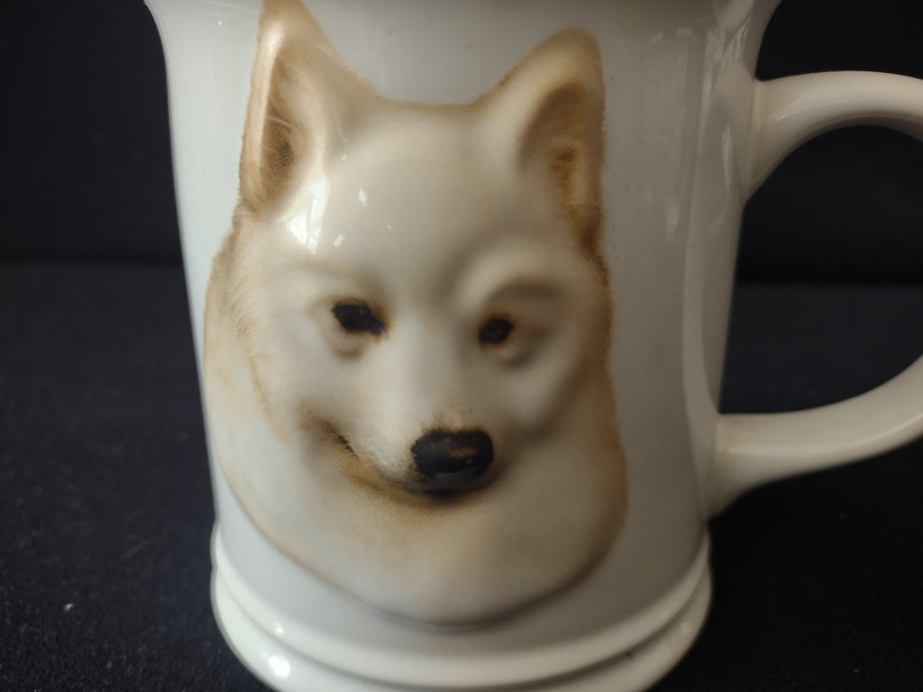 Vintage Samoyed Dog Breed 3D Embossed Ceramic Coffee Mug Off-White [6684]