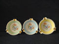 Vintage American Art Ware Porcelain Ashtray Set of 3 Floral Green Blue Yellow [6685]
