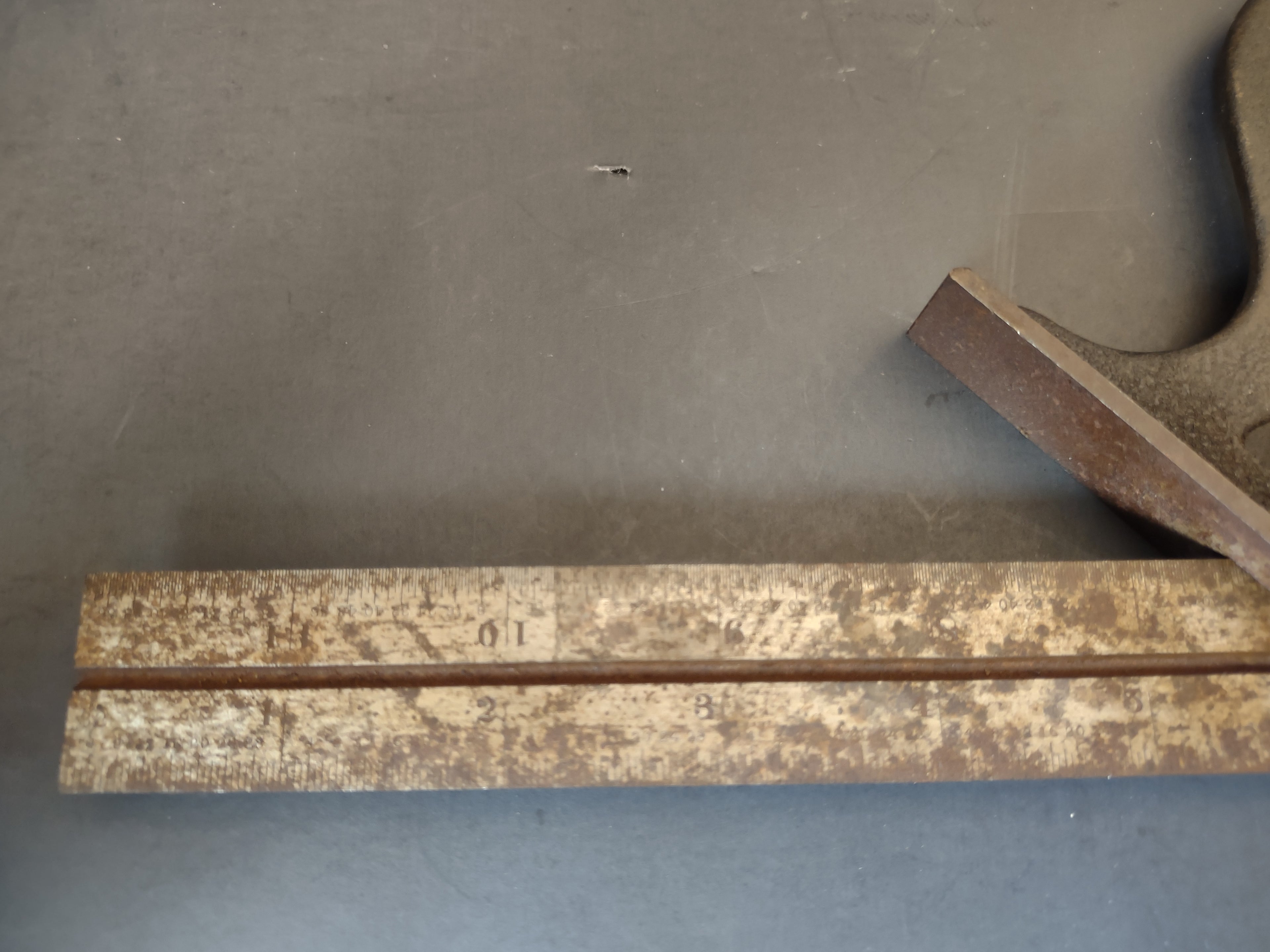 Vintage Combination Square Cast Iron Head 12" Blade Spirit Level Tool [6688]