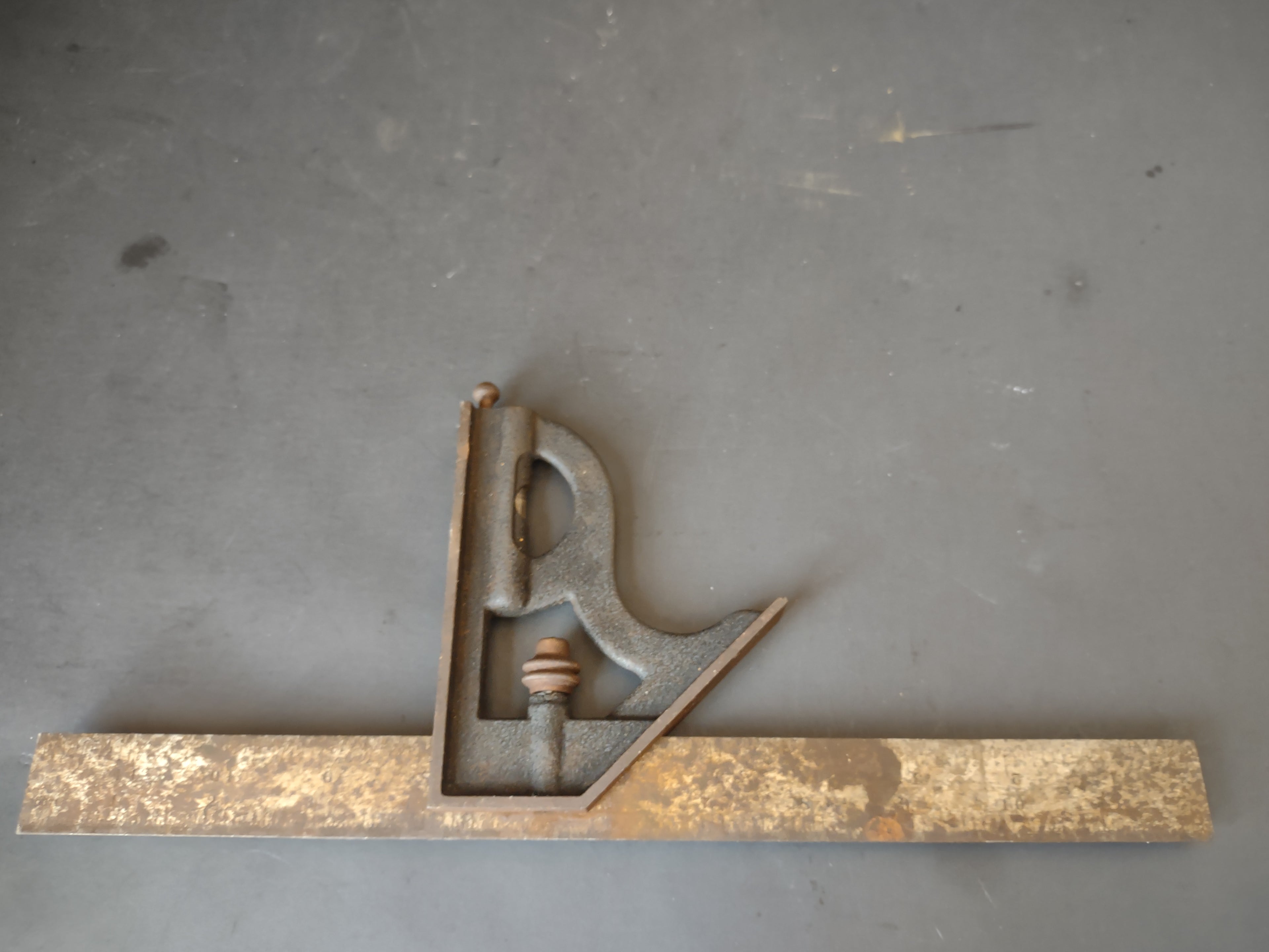 Vintage Combination Square Cast Iron Head 12" Blade Spirit Level Tool [6688]