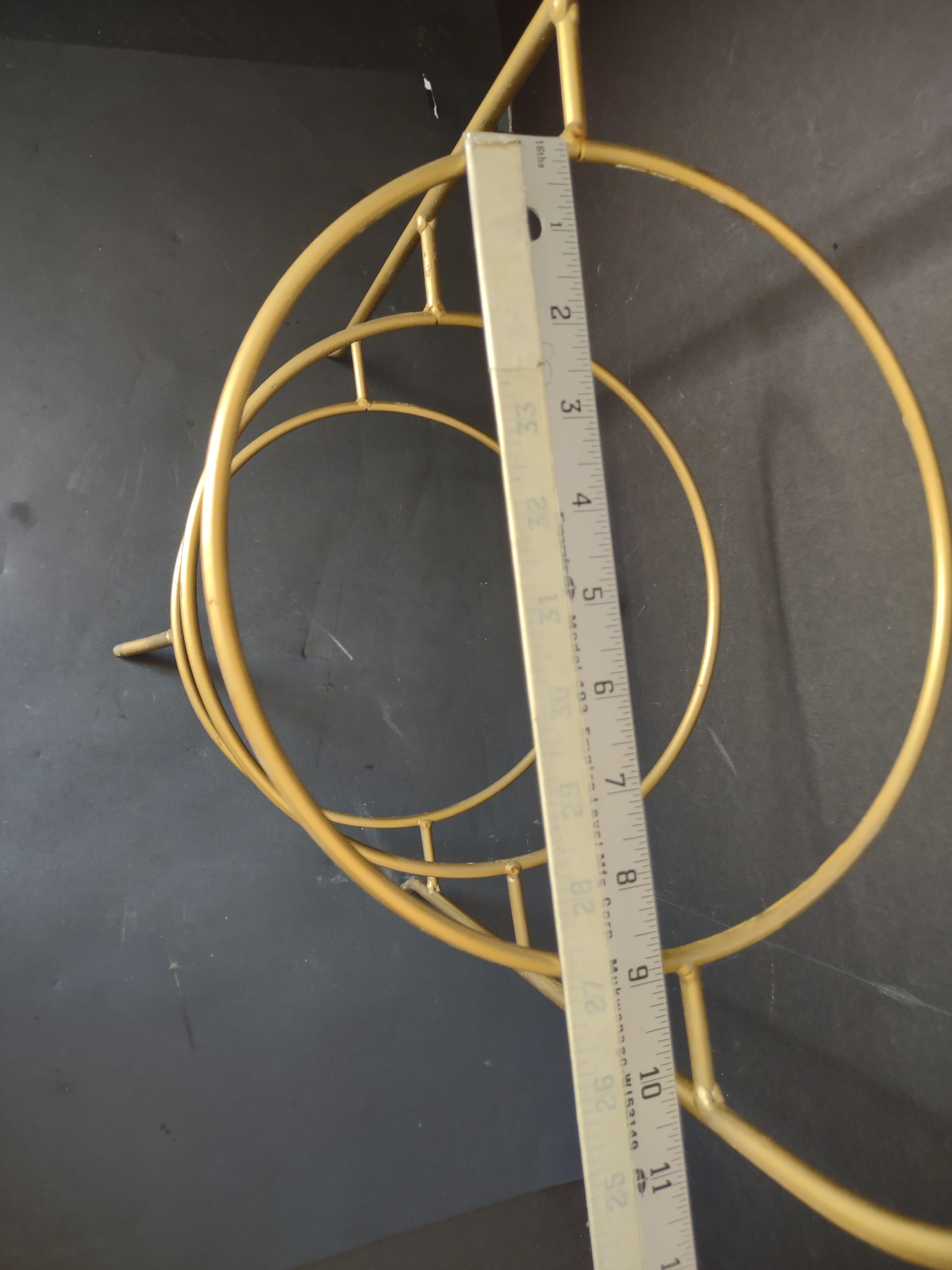 Vintage 3-Tier Gold Gilt Metal Plate Stand Scrolled Handle Display [6687]
