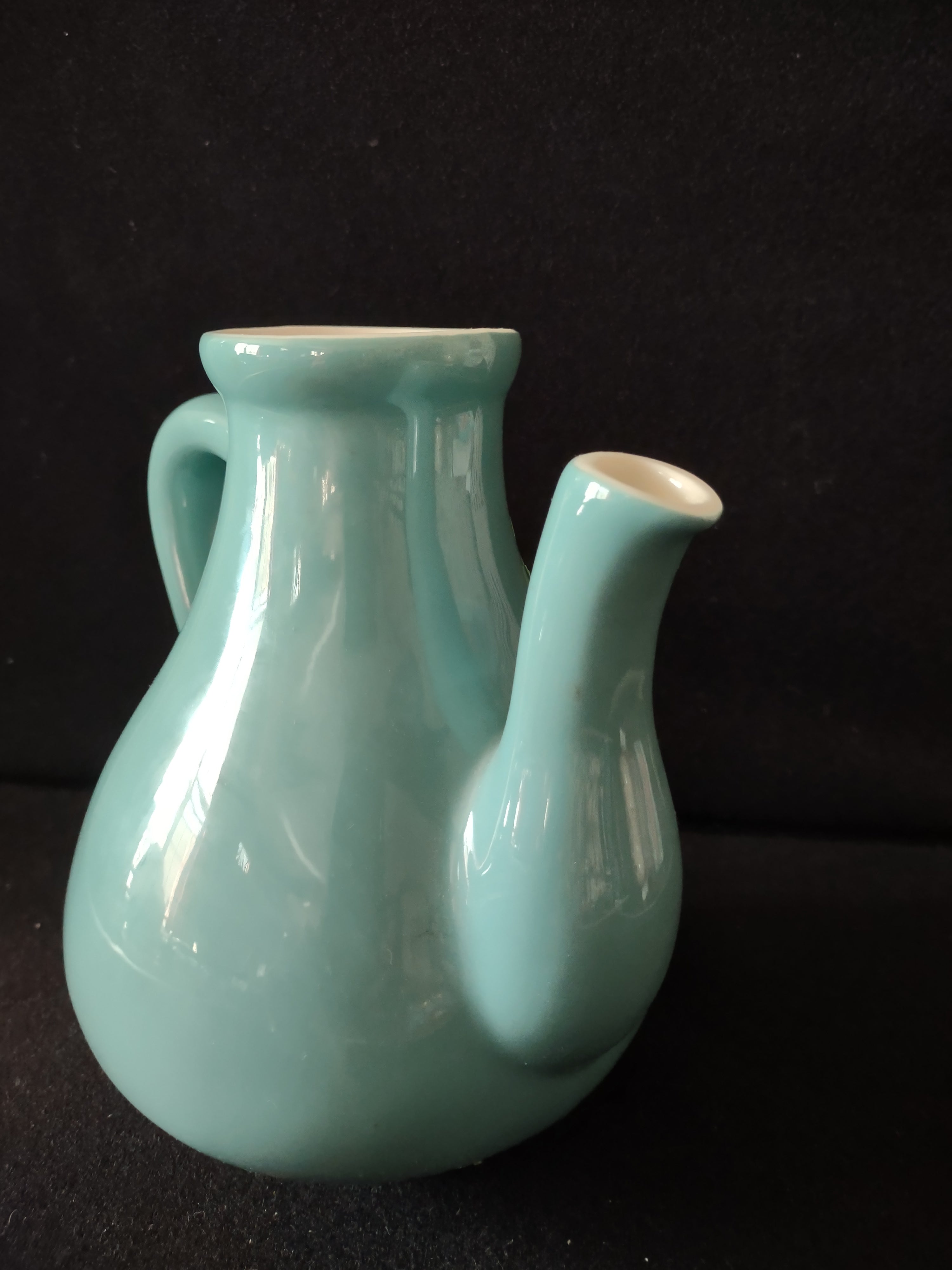 Vintage Russel Wright Sterling China Aqua Teapot No Lid [6703]