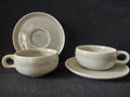 Vintage Russell Wright American Modern Granite Gray Cup Saucer Set of 2 [6698]