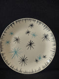 Vintage Homer Laughlin DuraPrint Starburst Atomic 9" Plate Teal Black REPAIRED [6697]