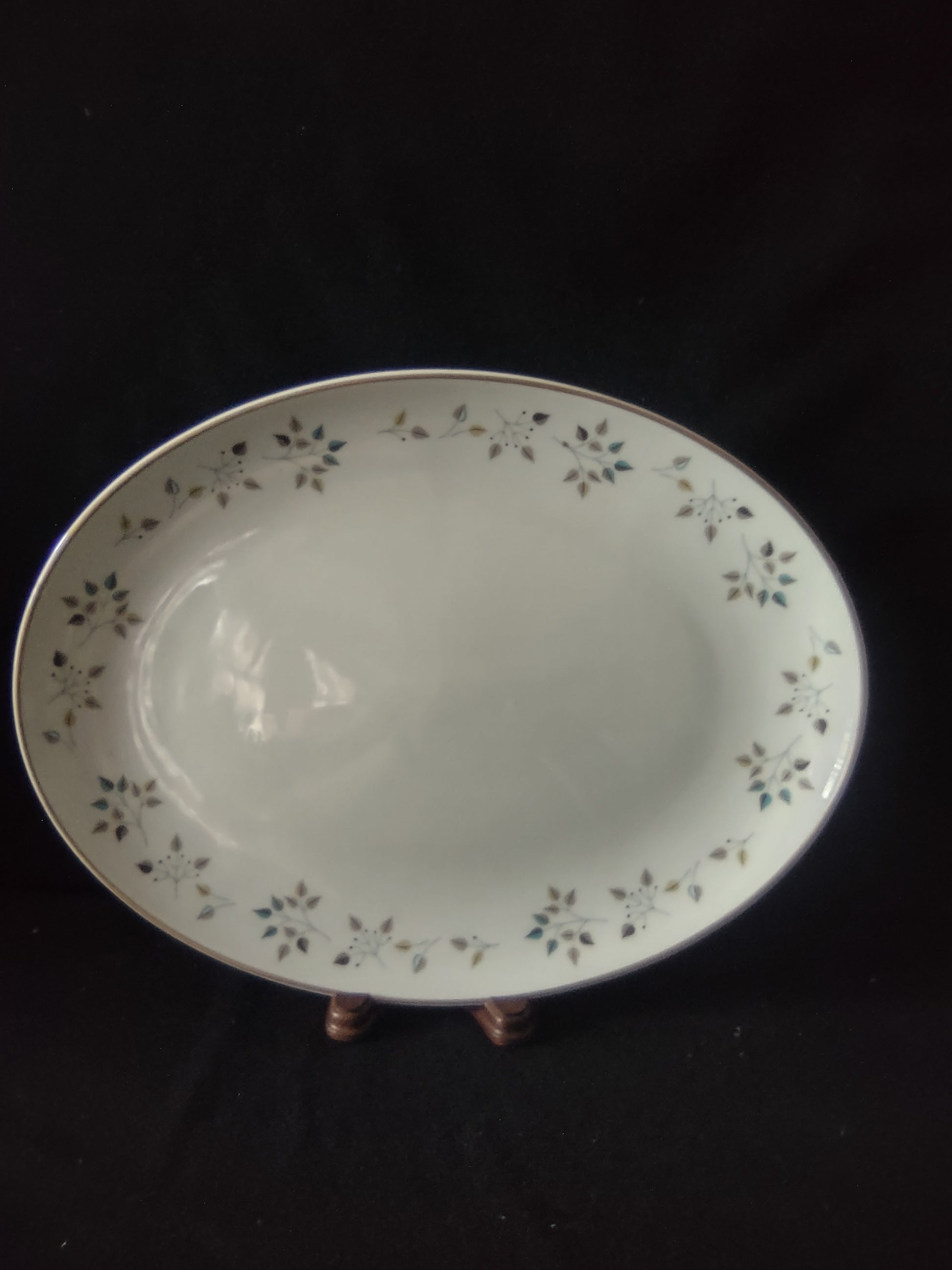 Vintage Princess China Riviera Oval Platter Tru-Tone USA Leaf Spray [6705]