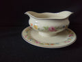 Vintage Syracuse China Old Ivory Gravy Boat w/Underplate Floral [6707]