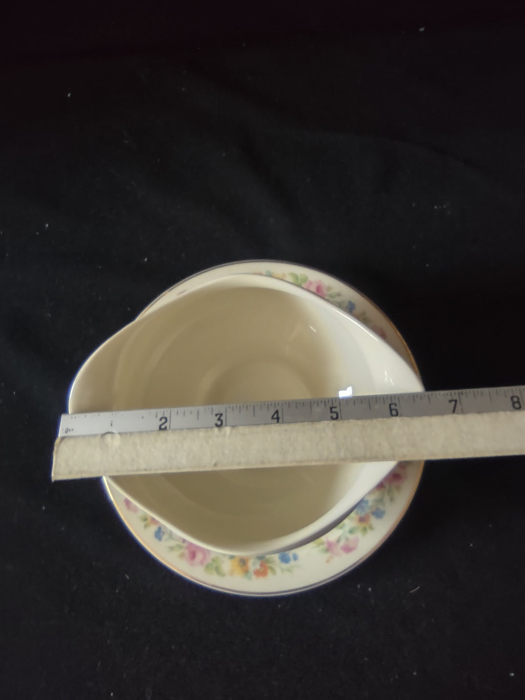 Vintage Syracuse China Old Ivory Gravy Boat w/Underplate Floral [6707]