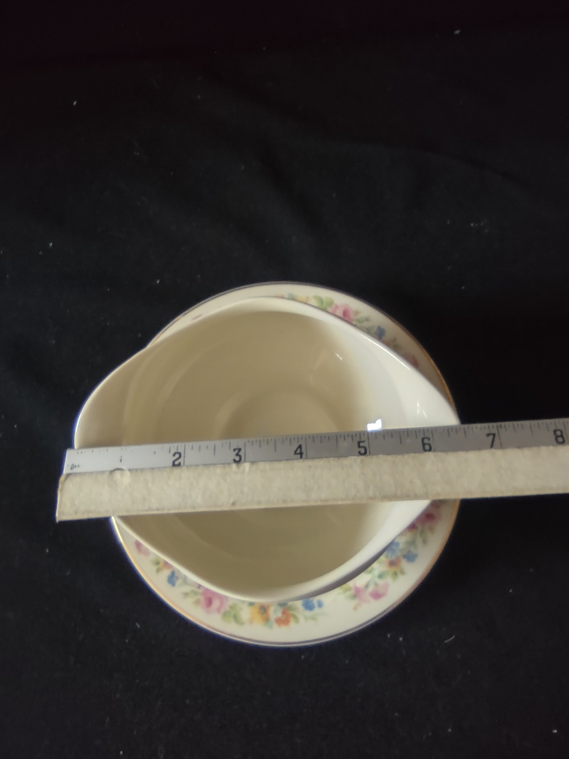 Vintage Syracuse China Old Ivory Gravy Boat w/Underplate Floral [6707]