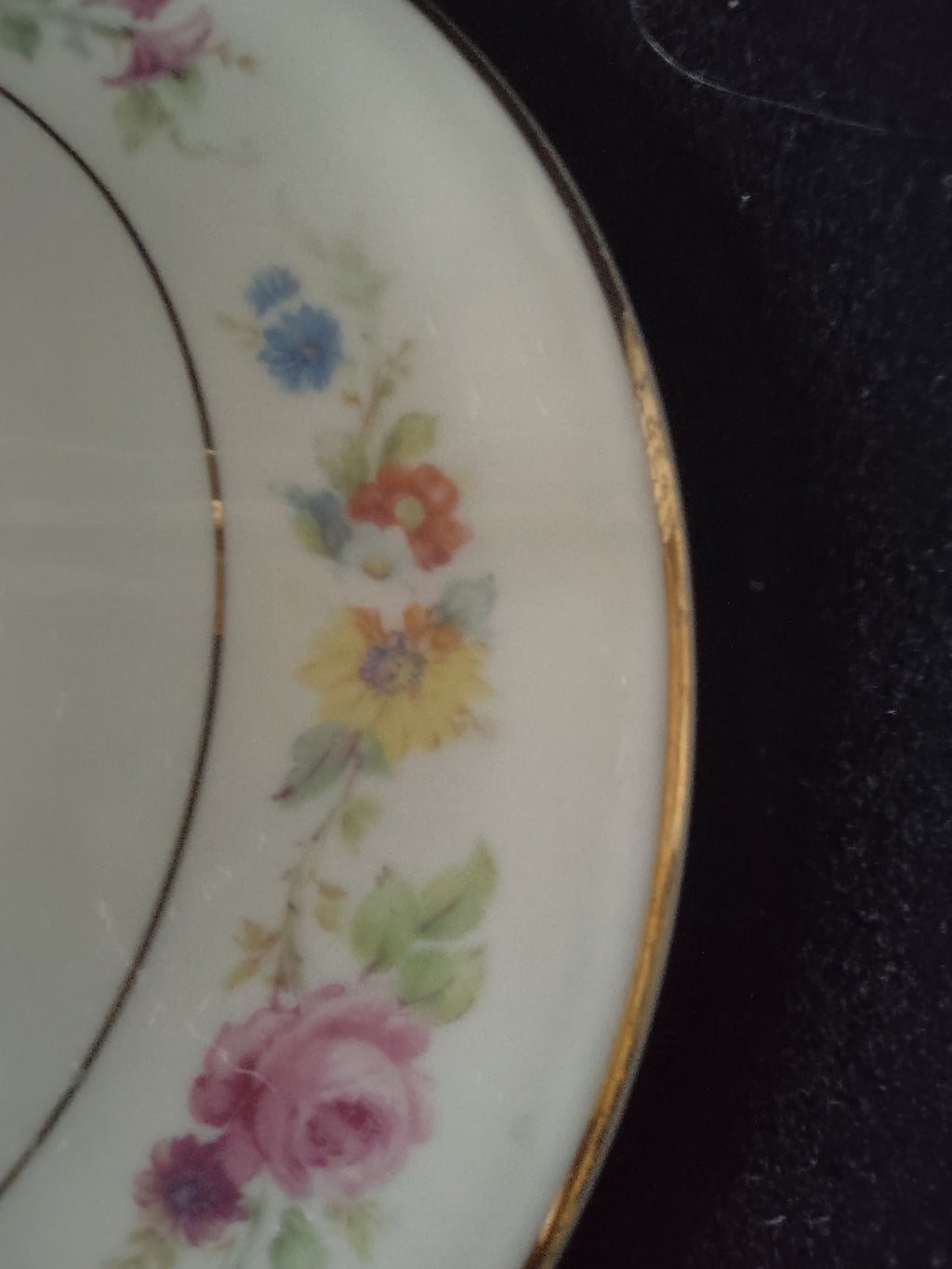 Vintage Syracuse China Floral Bouquet Serving Bowl Lid Pink Rose Gold [6710]