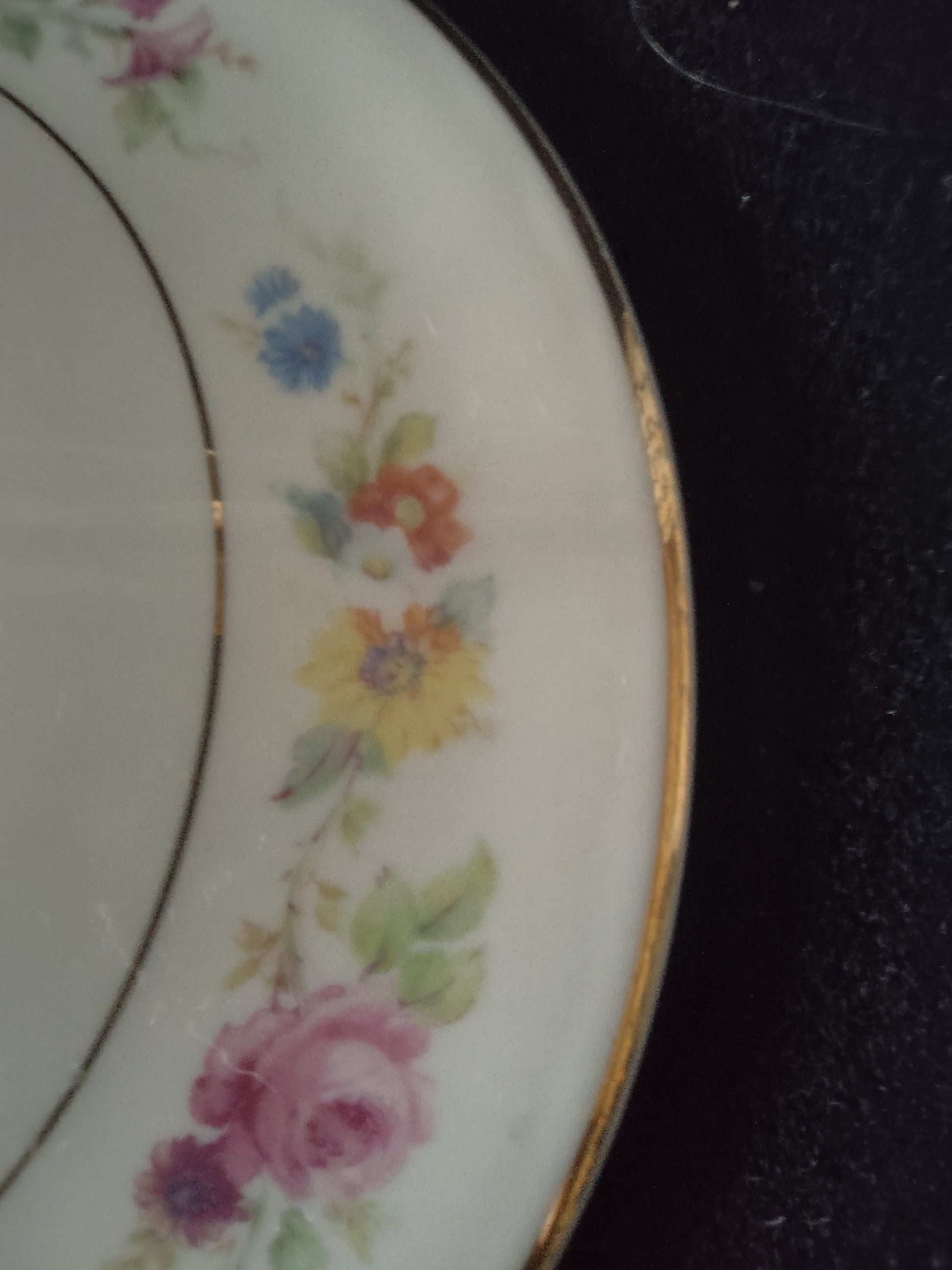 Vintage Syracuse China Floral Bouquet Serving Bowl Lid Pink Rose Gold [6710]