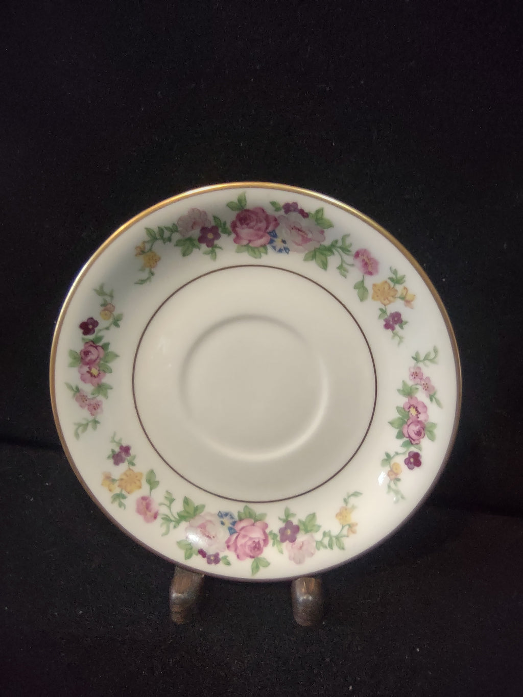Vintage Lamberton Virginia Saucer Pink Rose Floral Gold Trim [6712]