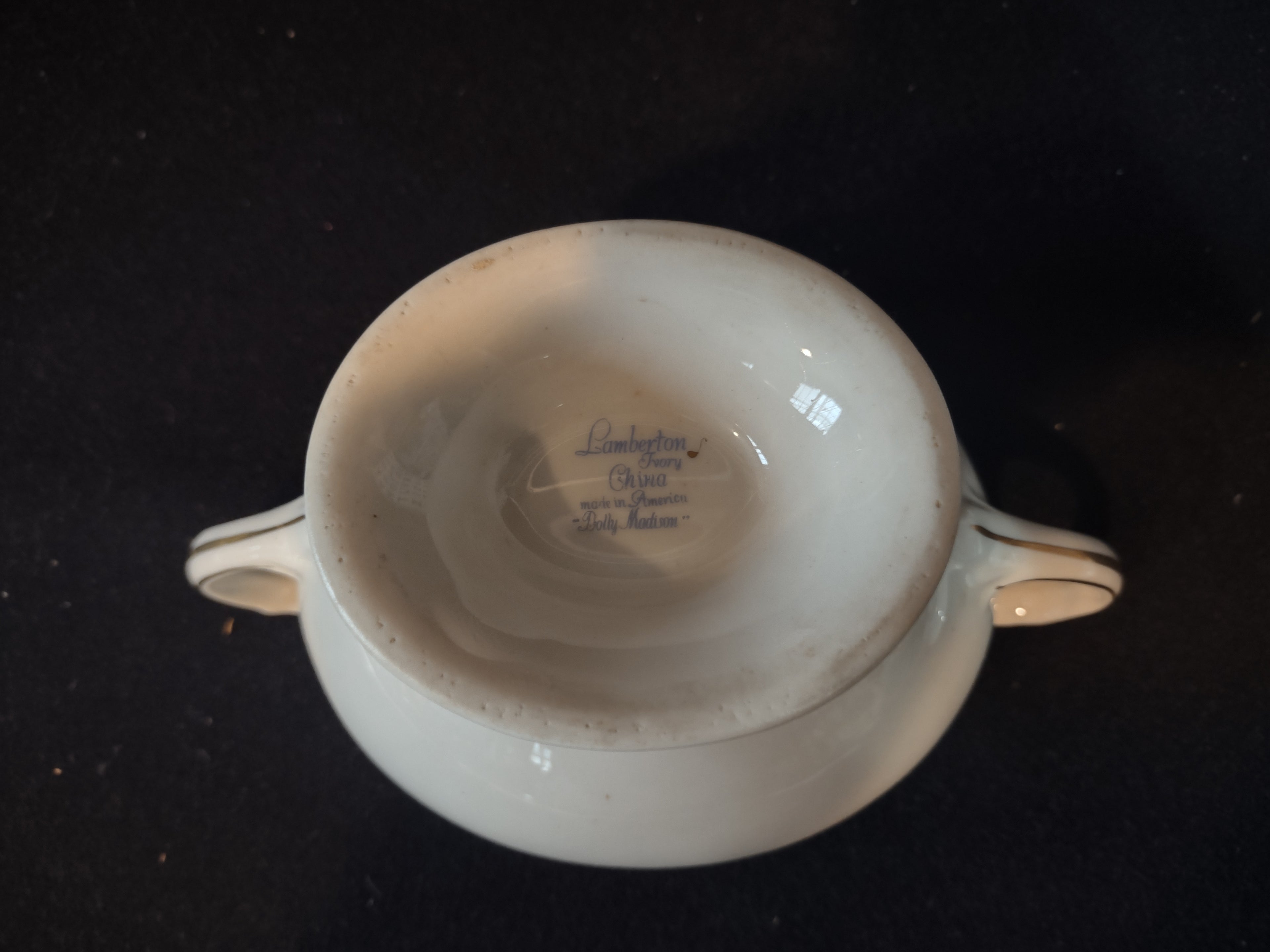 Vintage Lamberton Dolly Madison Sugar Bowl Lid Pink Rose Floral Gold [6713]