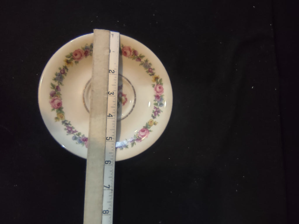 Vintage Castleton China Manor Cup & Saucer Set of 4 Floral Gold Trim [6715]