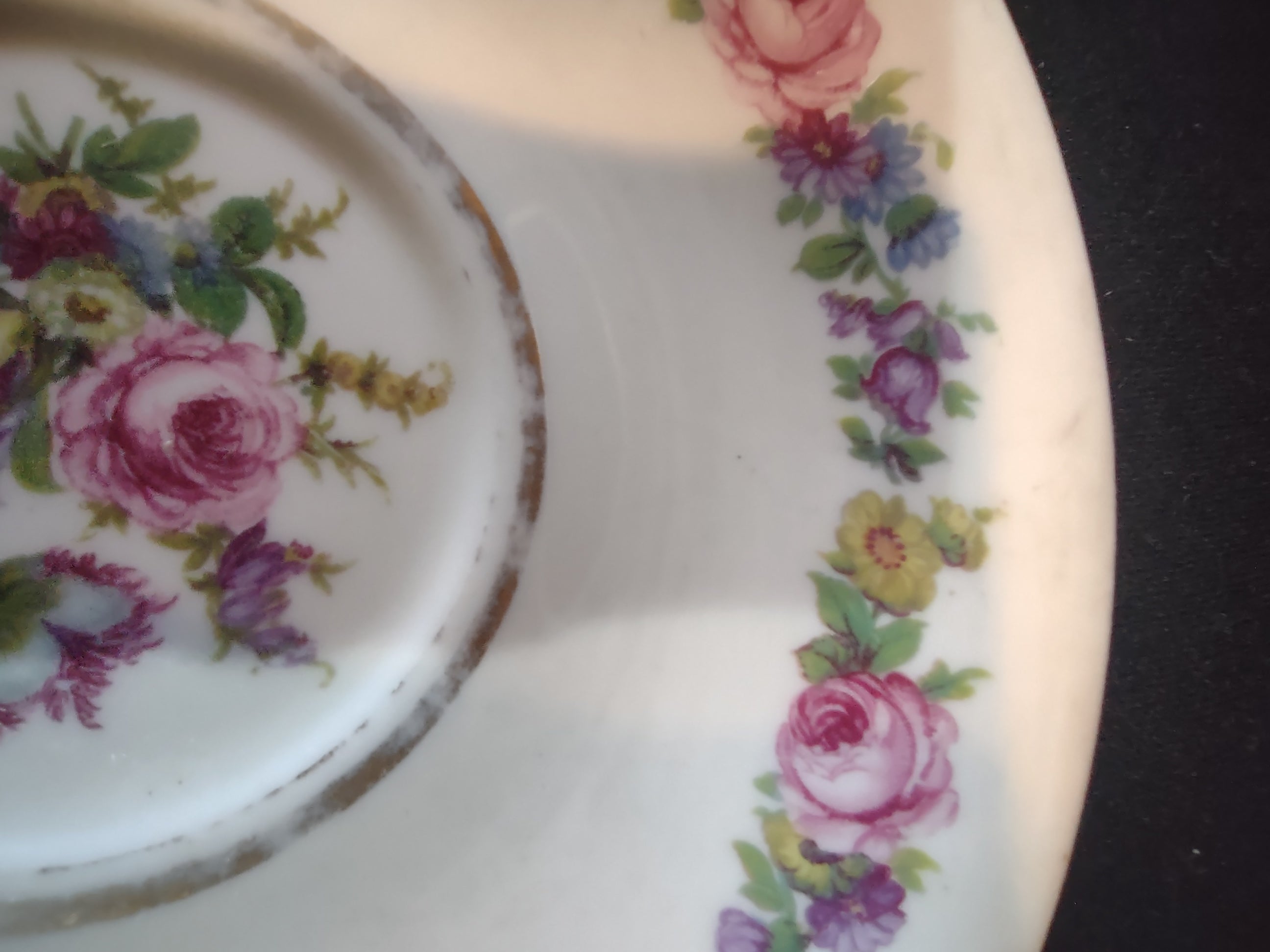Vintage Castleton China Manor Cup & Saucer Set of 4 Floral Gold Trim [6715]