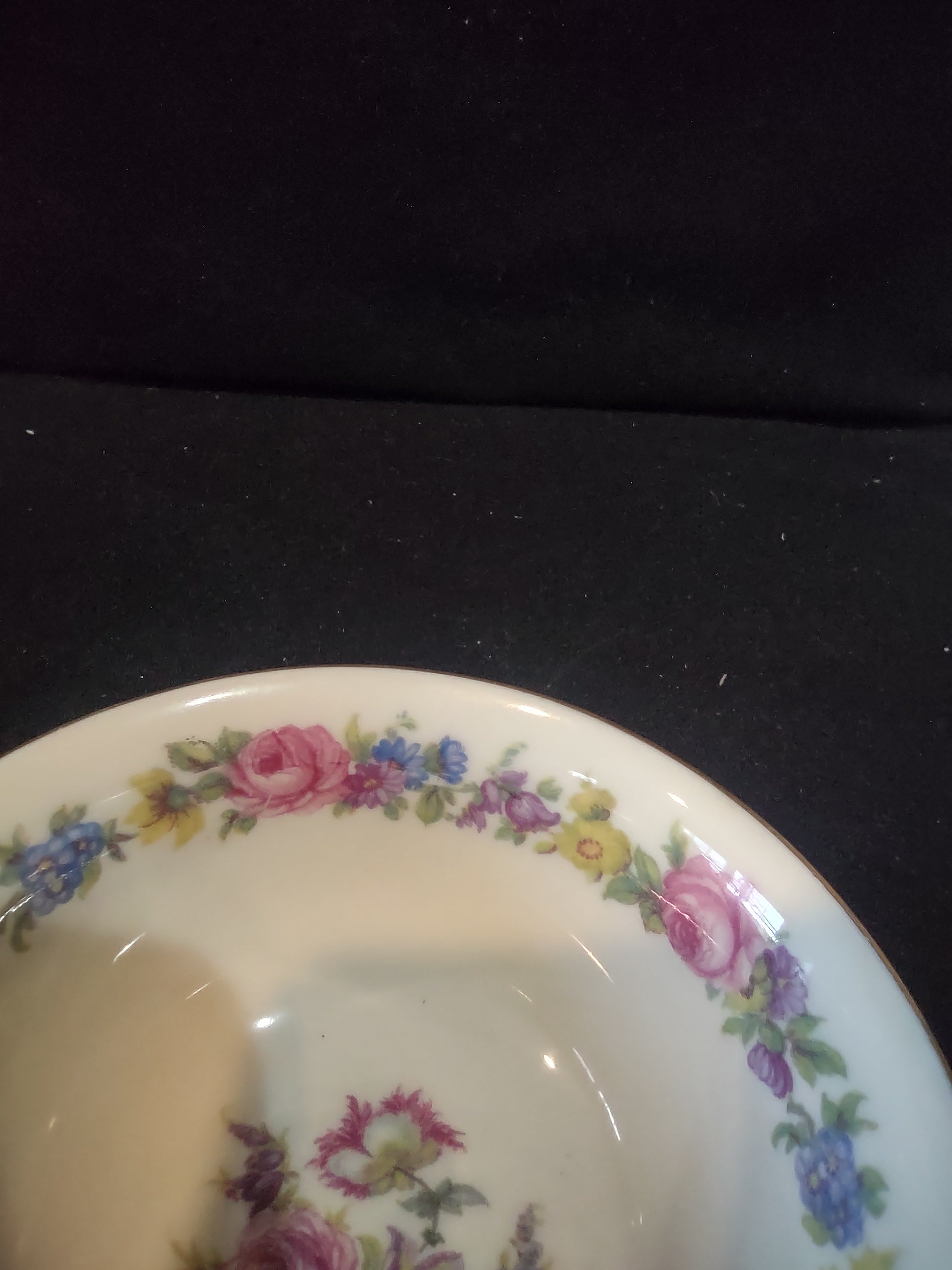 Vintage Castleton China Manor Cup & Saucer Set of 4 Floral Gold Trim [6715]