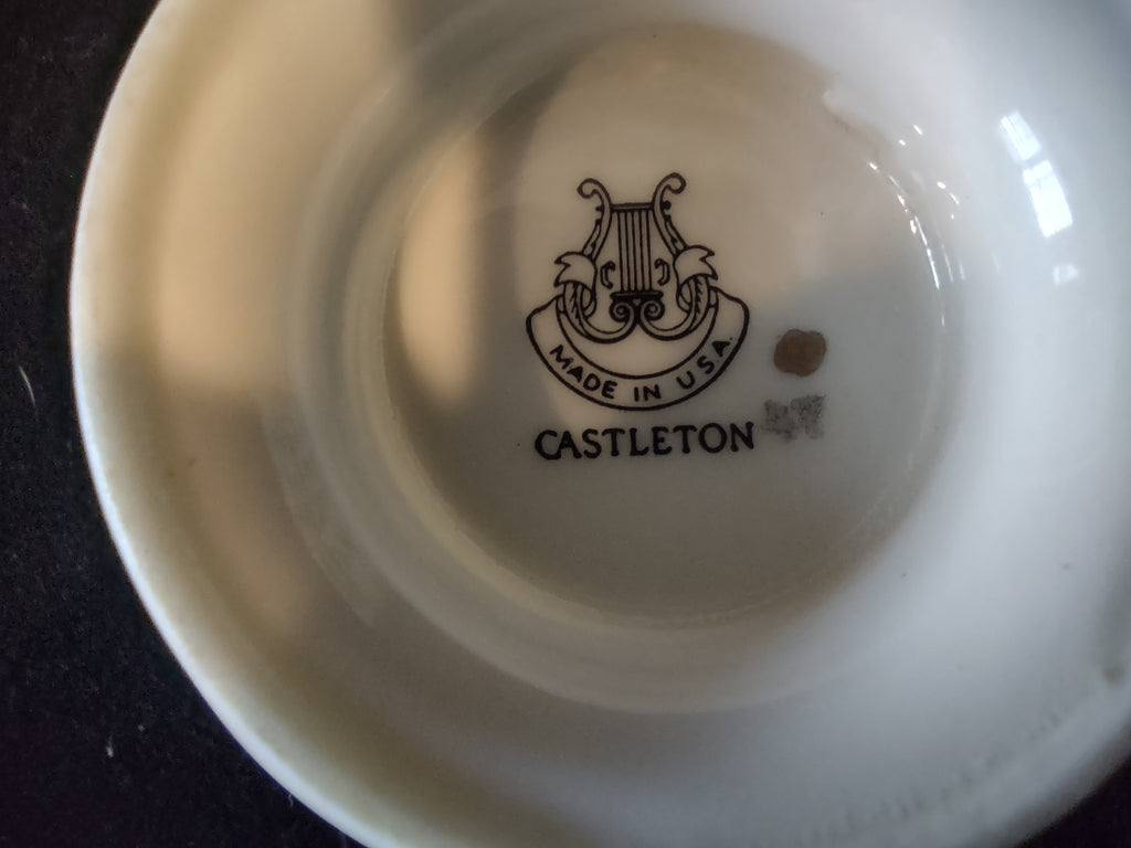 Vintage Castleton China Manor Cup & Saucer Set of 4 Floral Gold Trim [6715]