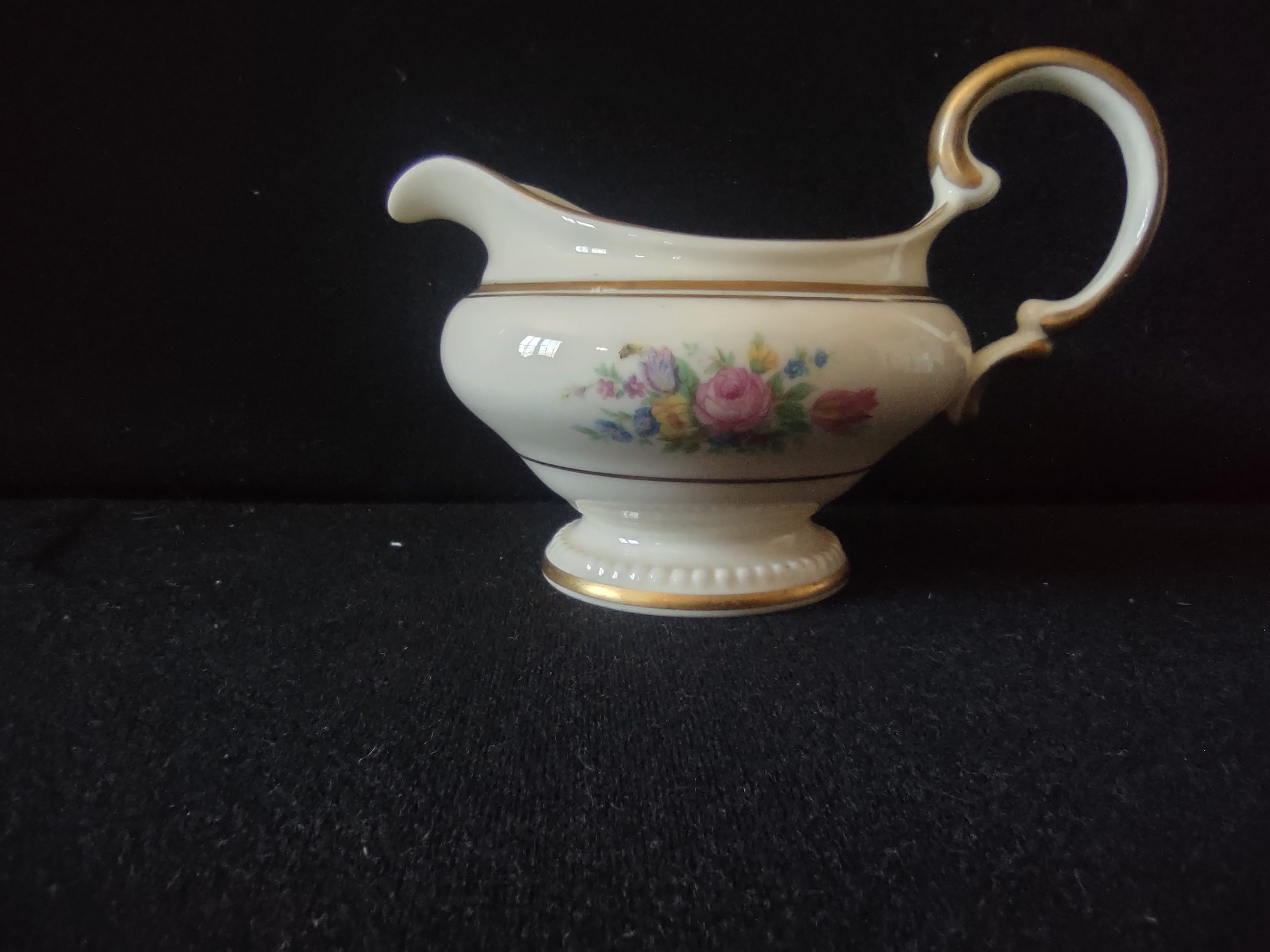 Vintage Castleton China Floral Bouquet Creamer Gold Trim USA [6716]