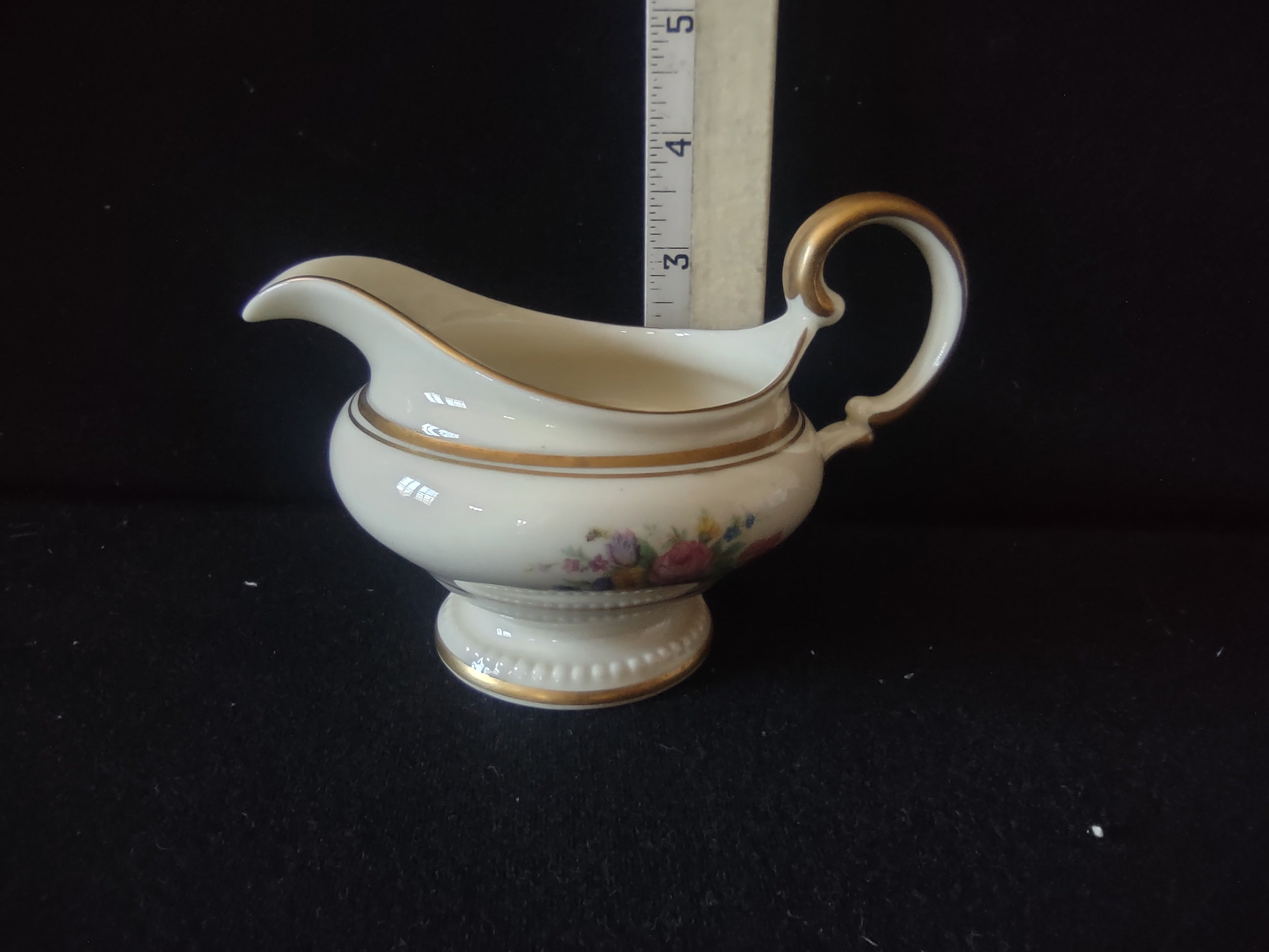 Vintage Castleton China Floral Bouquet Creamer Gold Trim USA [6716]