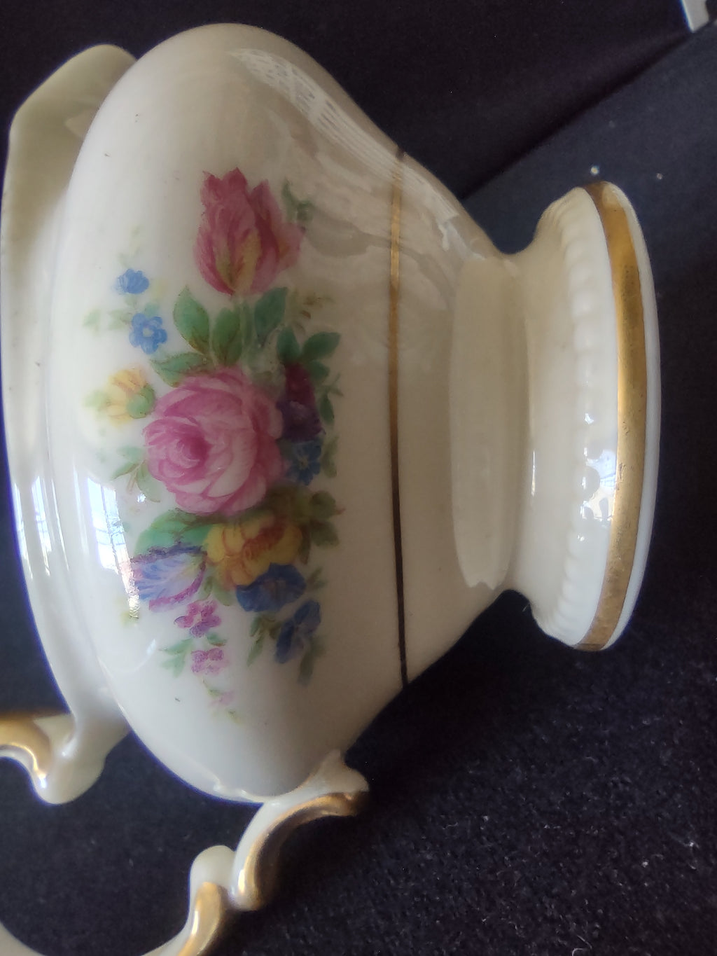 Vintage Castleton China Floral Bouquet Creamer Gold Trim USA [6716]
