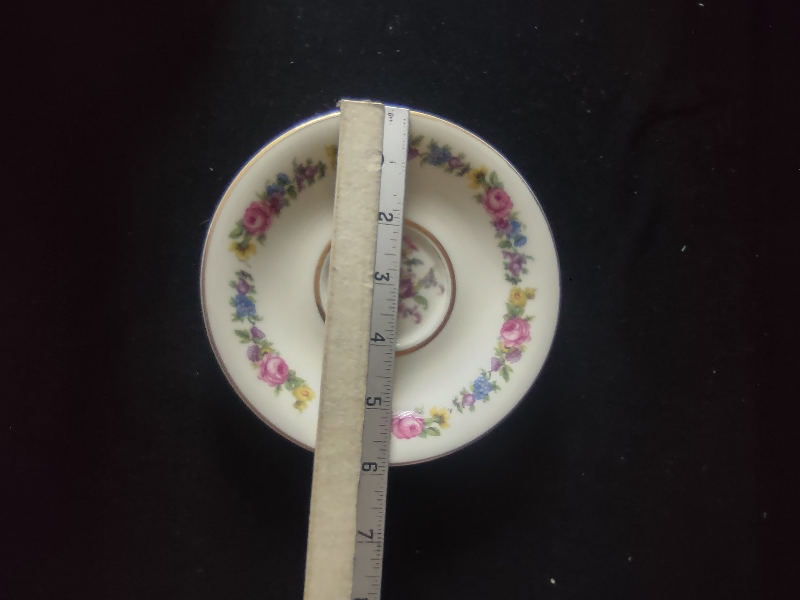Vintage Castleton China Manor Cup & Saucer Set of 4 Floral Gold Trim [6717]