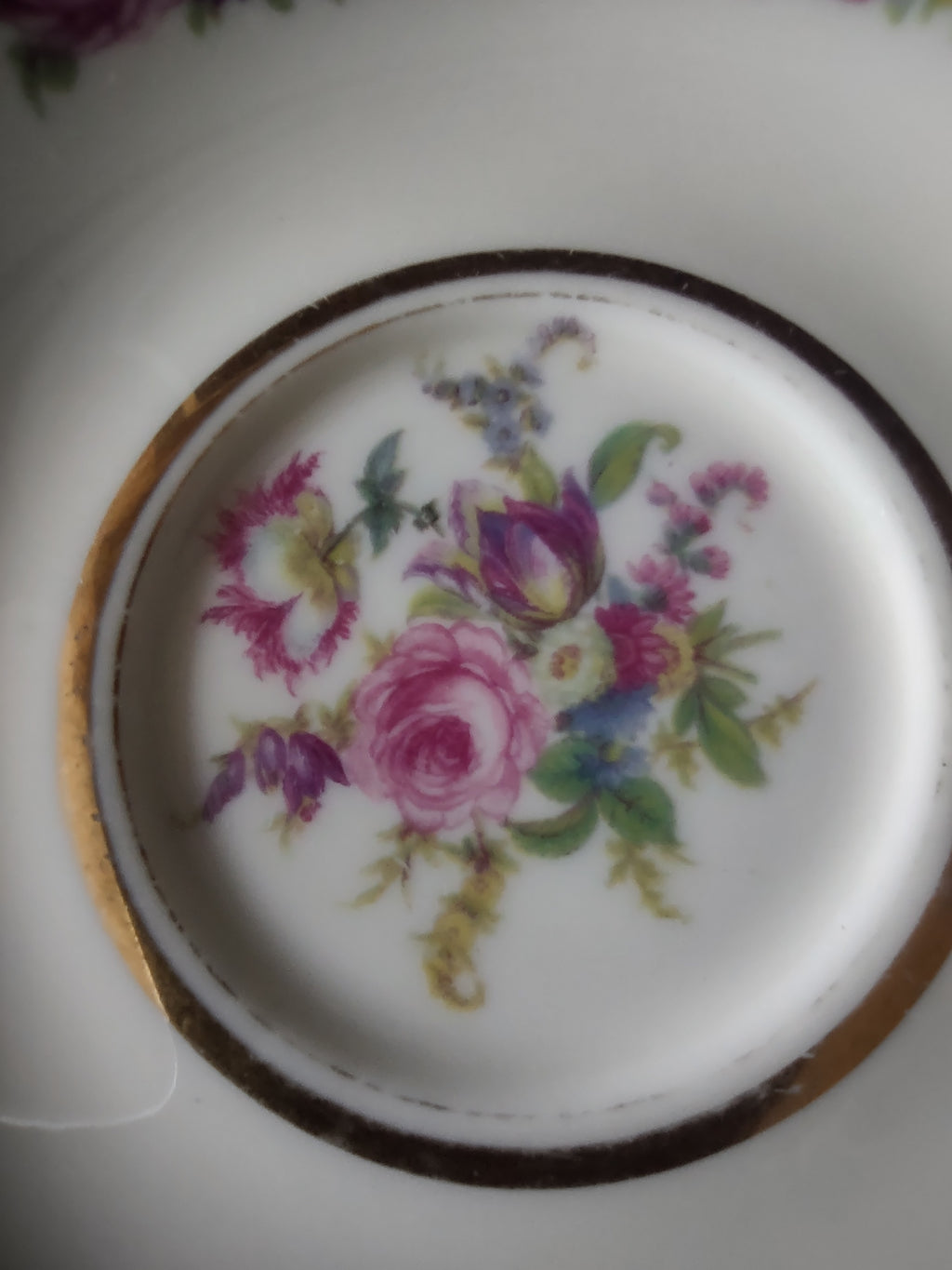 Vintage Castleton China Manor Cup & Saucer Set of 4 Floral Gold Trim [6717]